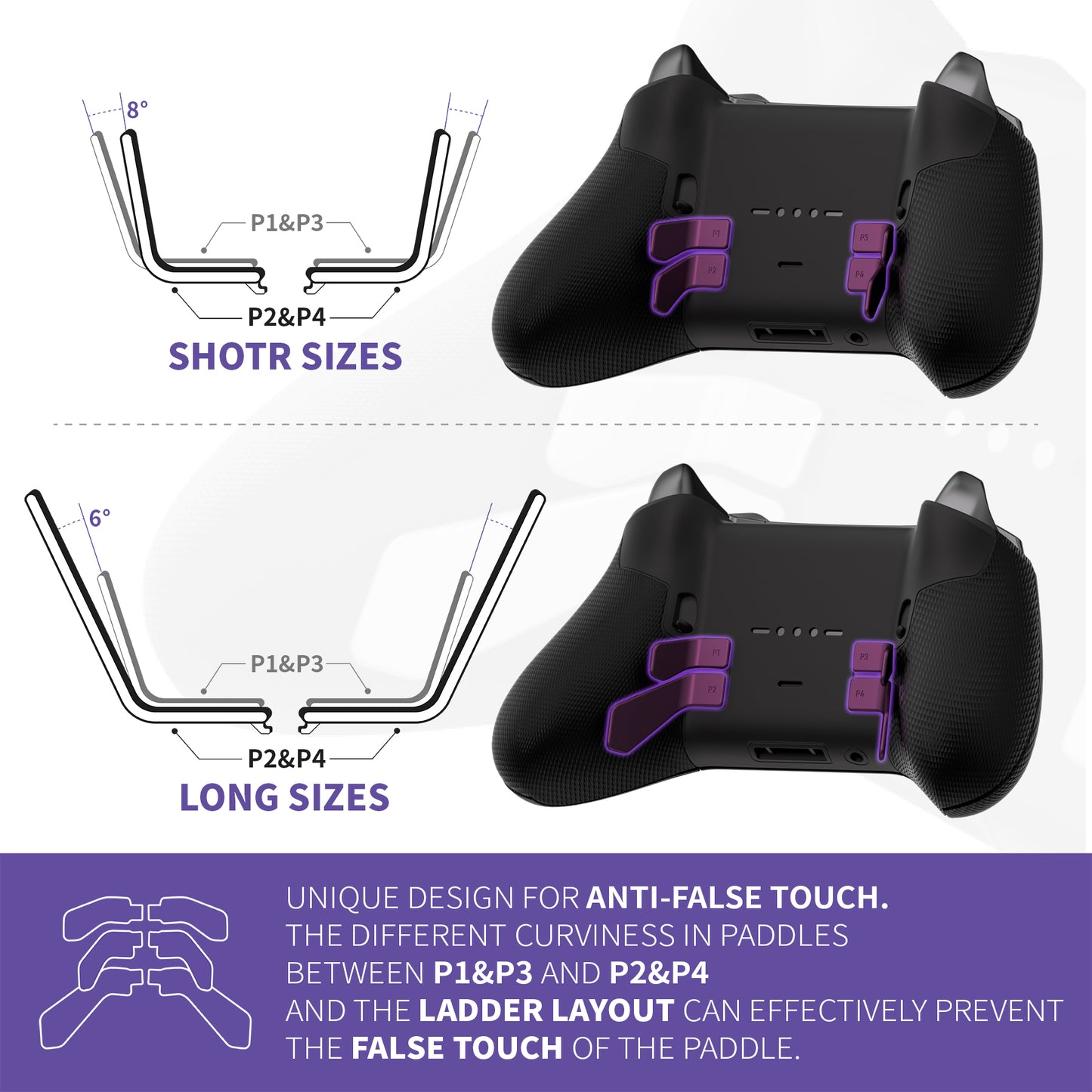 eXtremeRate Retail Metalic Grap 6in1 Replacement Interchangeable Swift Back Paddles for Xbox One Elite & Elite Series 2 Controller