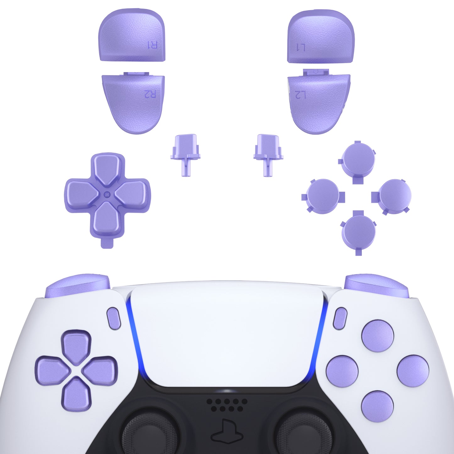eXtremeRate Retail Replacement D-pad R1 L1 R2 L2 Triggers Share Options Face Buttons, Metallic Snowstorm Mauve Full Set Buttons Compatible with ps5 Controller BDM-030 - JPF1043G3