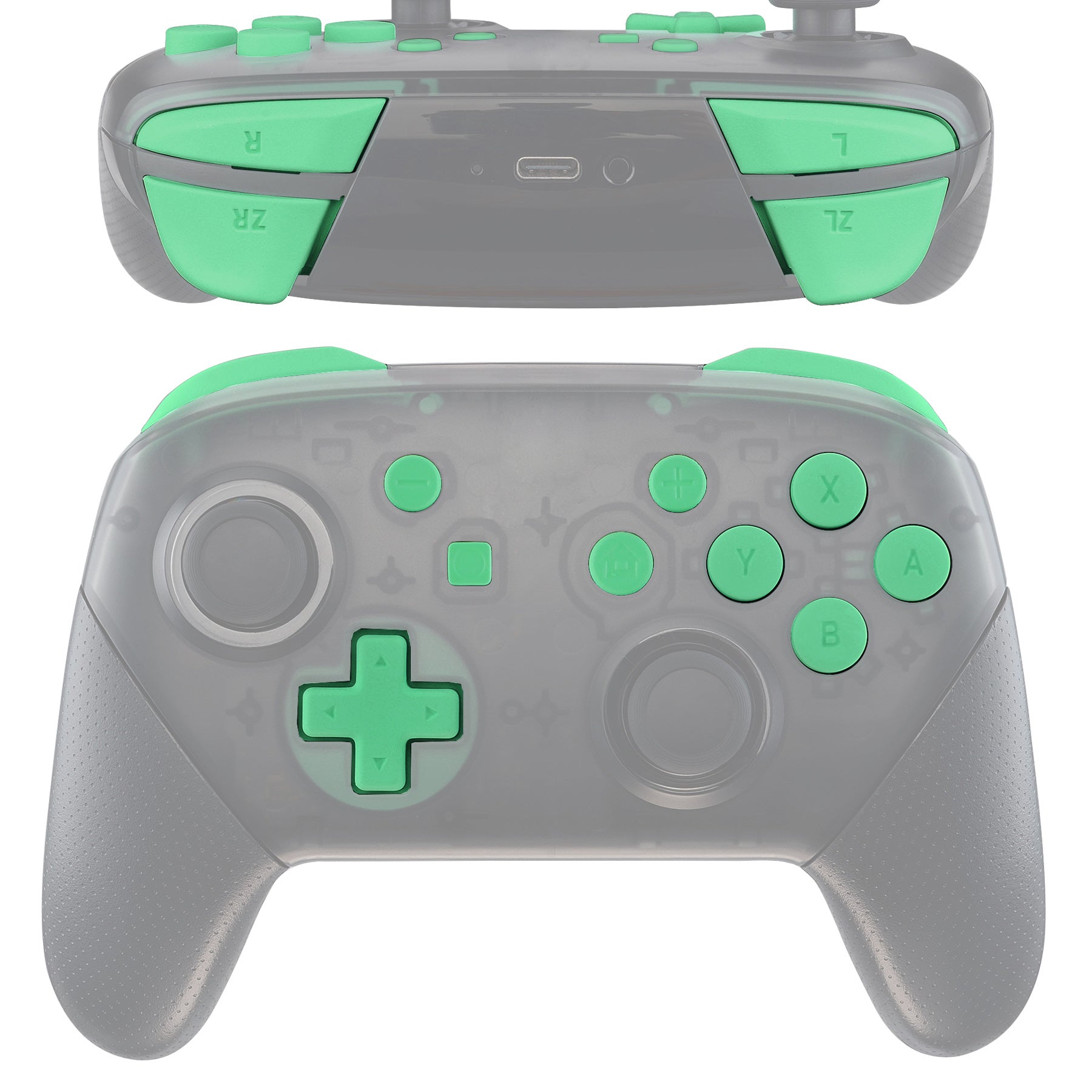 eXtremeRate Retail Mint Green Repair ABXY D-pad ZR ZL L R Keys for Nintendo Switch Pro Controller, DIY Replacement Full Set Buttons with Tools for Nintendo Switch Pro - Controller NOT Included - KRP309