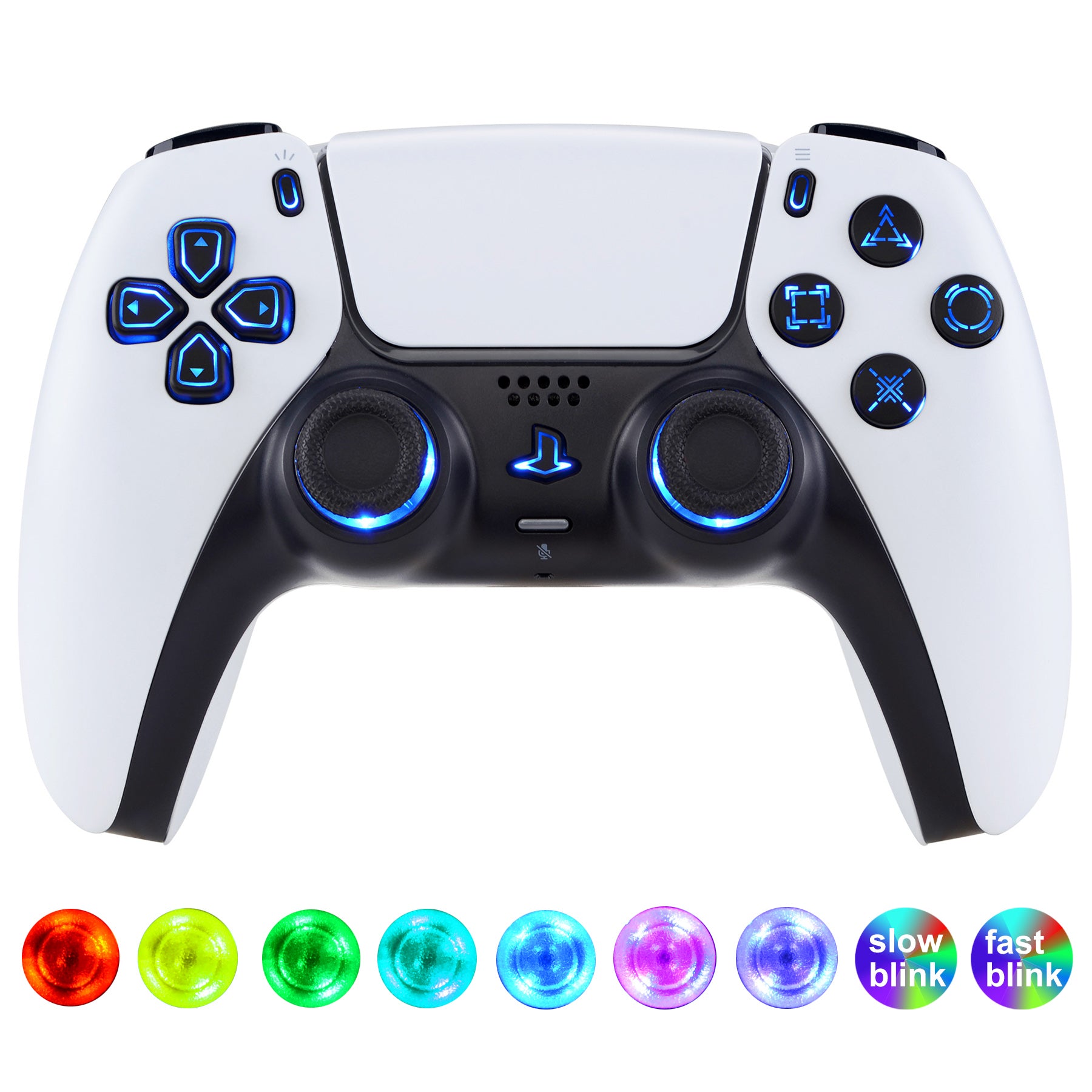 eXtremeRate Retail Multi-Colors Luminated Buttons DTF V3 LED Kit for PS5 Controller BDM-030 - Black