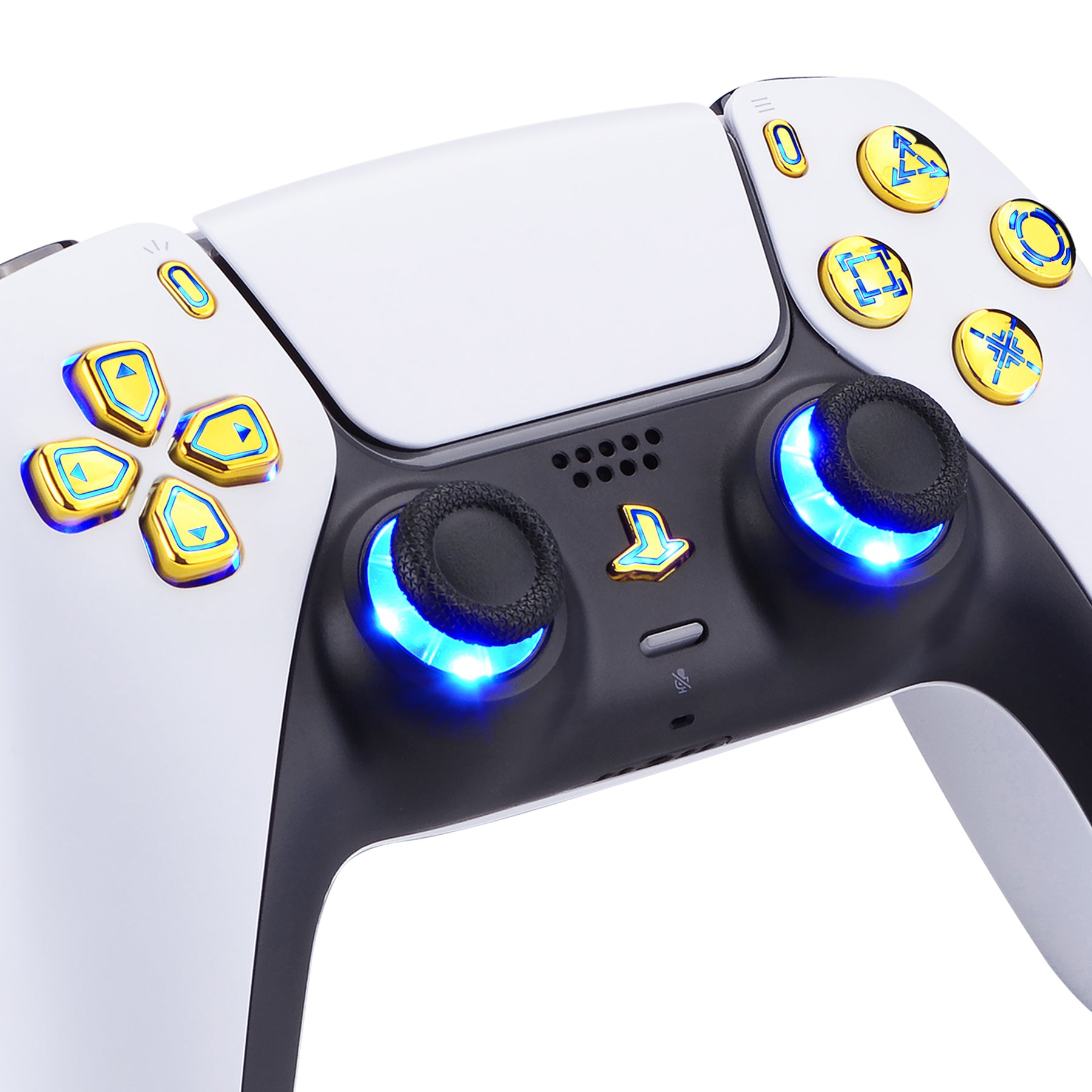 eXtremeRate Retail Multi-Colors Luminated Buttons DTF V3 LED Kit for PS5 Controller BDM-030 - Chrome Gold