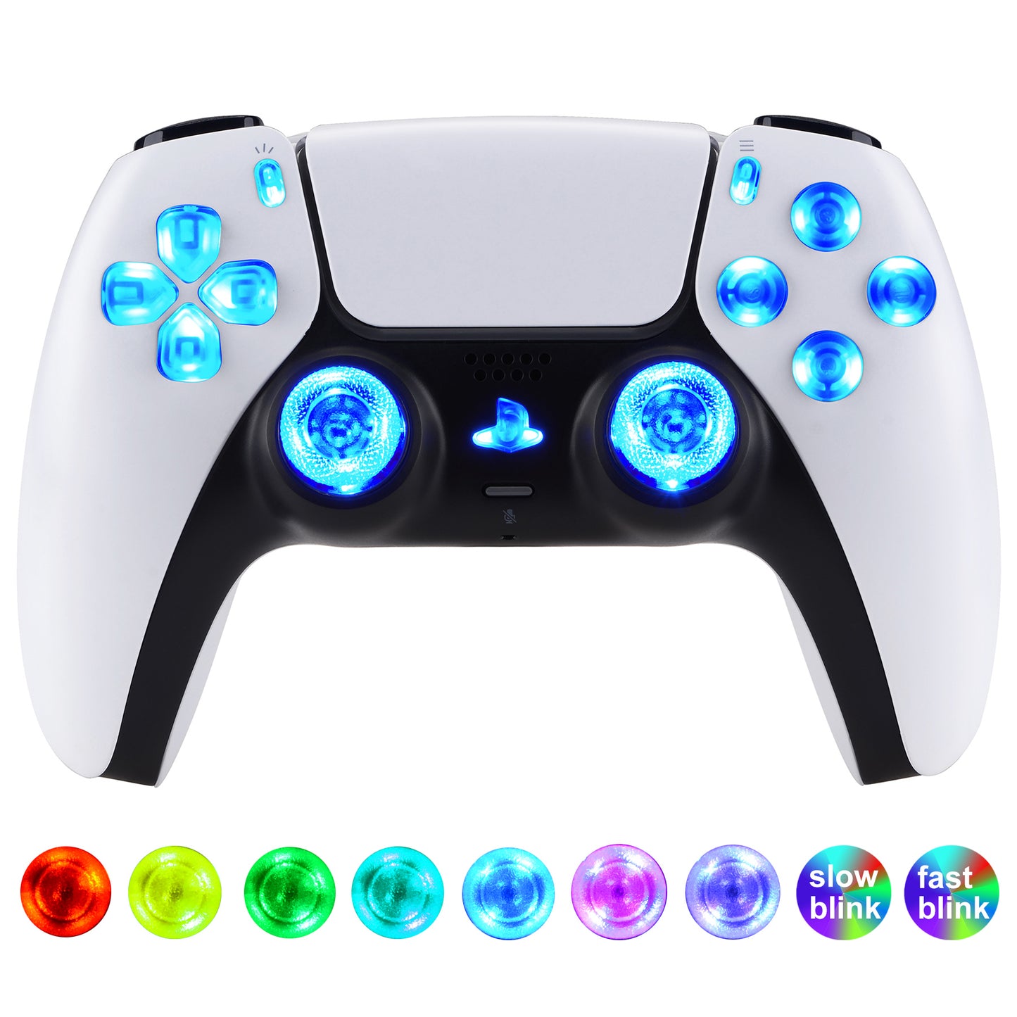 eXtremeRate Retail Multi-Colors Luminated Buttons DTF V3 LED Kit for PS5 Controller BDM-030 - Clear