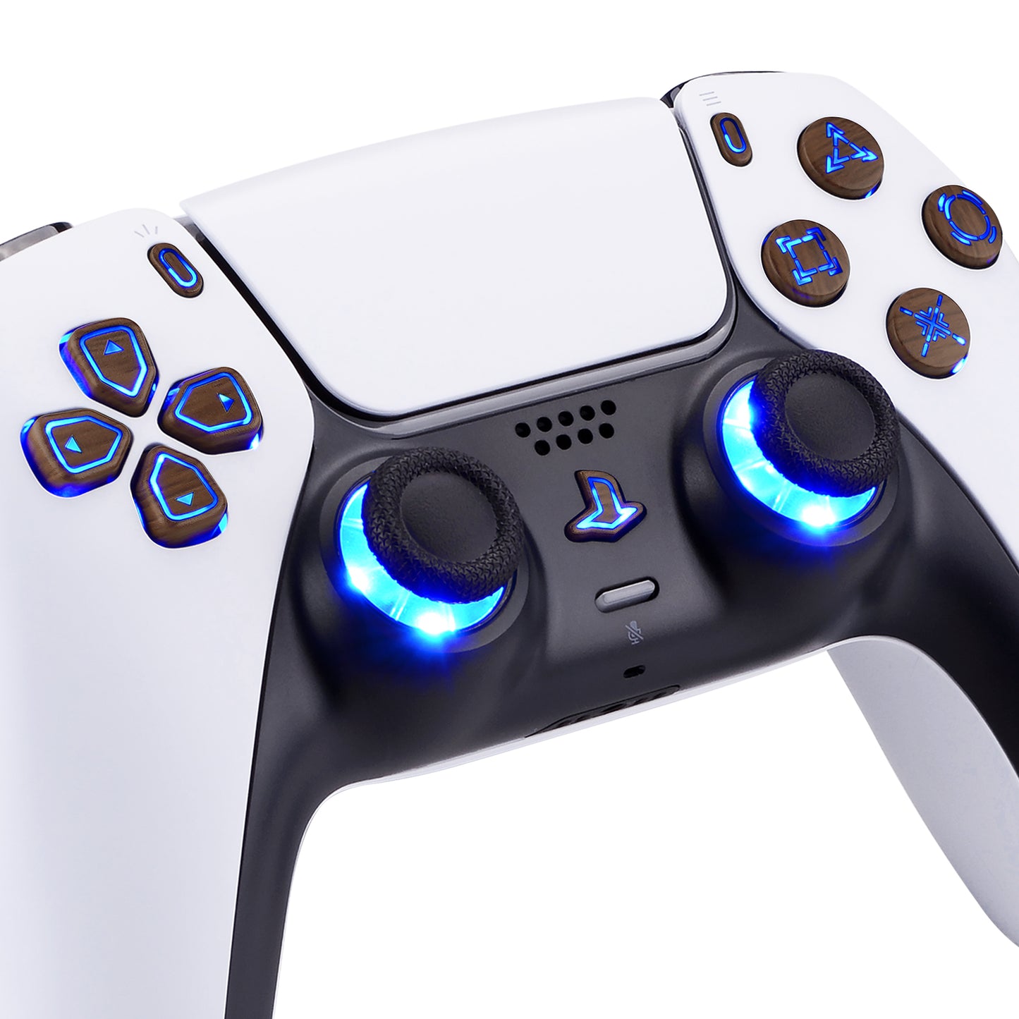 eXtremeRate Retail Multi-Colors Luminated Buttons DTF V3 LED Kit for PS5 Controller BDM-030 - Wood Grain