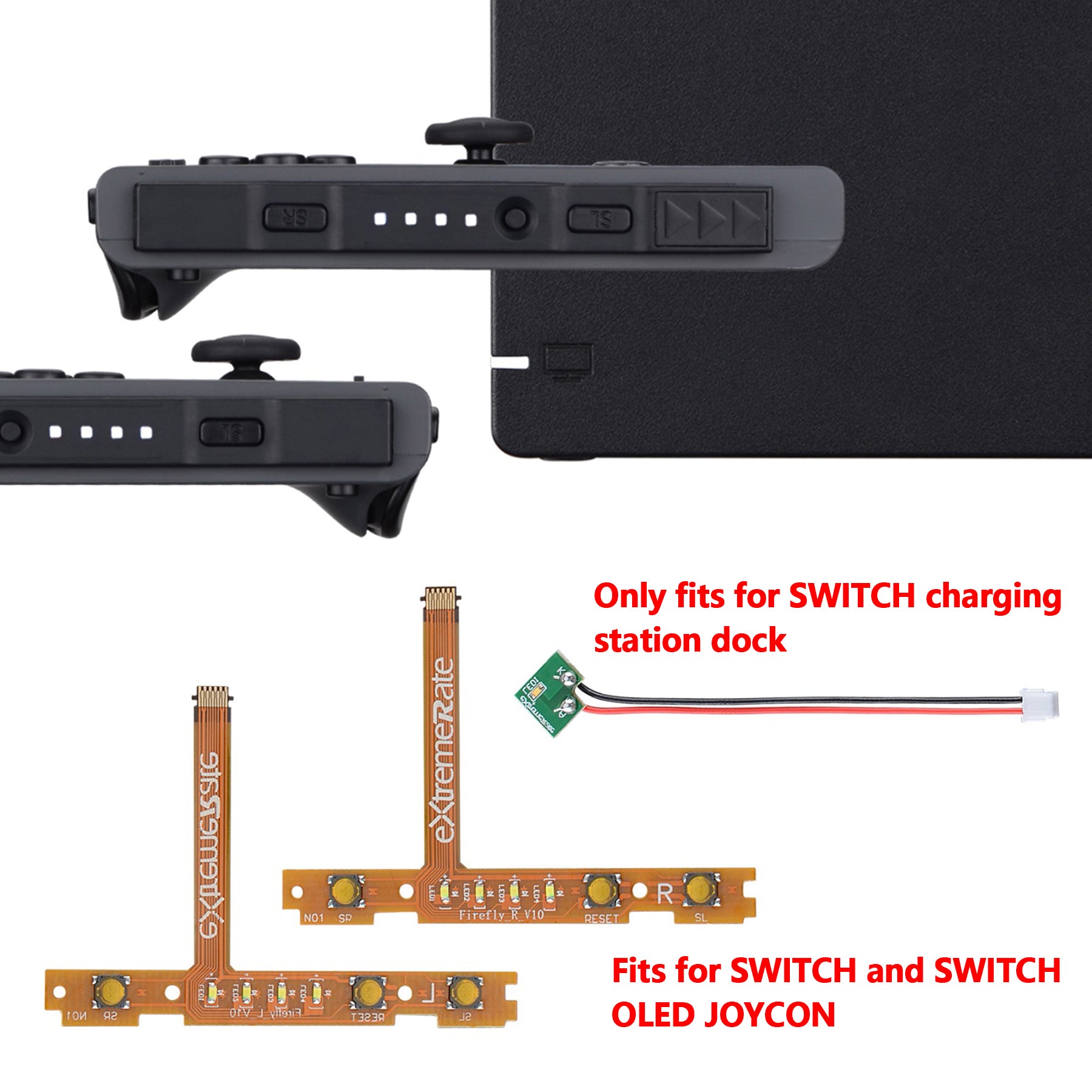 eXtremeRate Firefly LED Tuning Kit for Joycons Dock of NS Switch - Cool  White