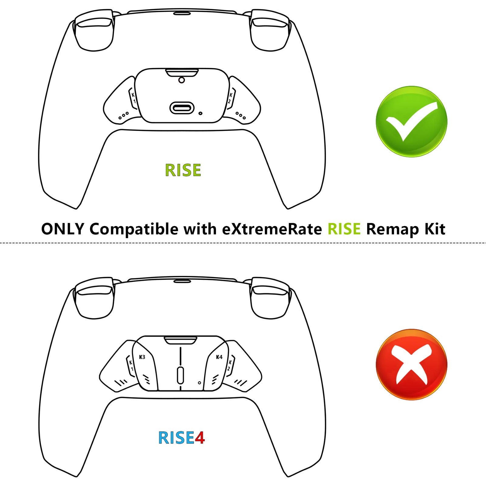eXtremeRate Retail New Hope Gray Replacement Redesigned K1 K2 Back Button Housing Shell for ps5 Controller eXtremerate RISE Remap Kit - Controller & RISE Remap Board NOT Included - WPFM5011