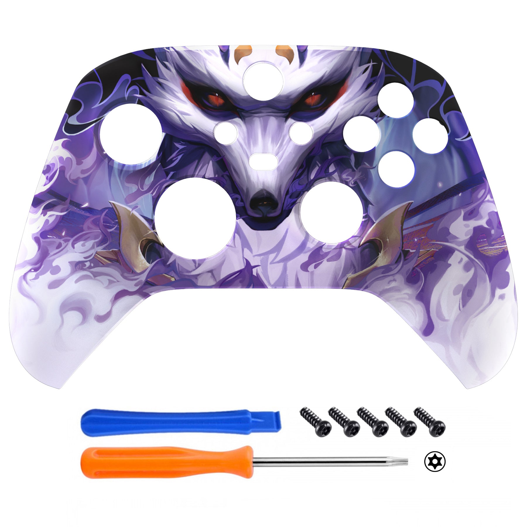 eXtremeRate Retail Nine-Taled Fox Replacement Part Faceplate, Soft Touch Grip Housing Shell Case for Xbox Series S & Xbox Series X Controller Accessories - Controller NOT Included - FX3T176