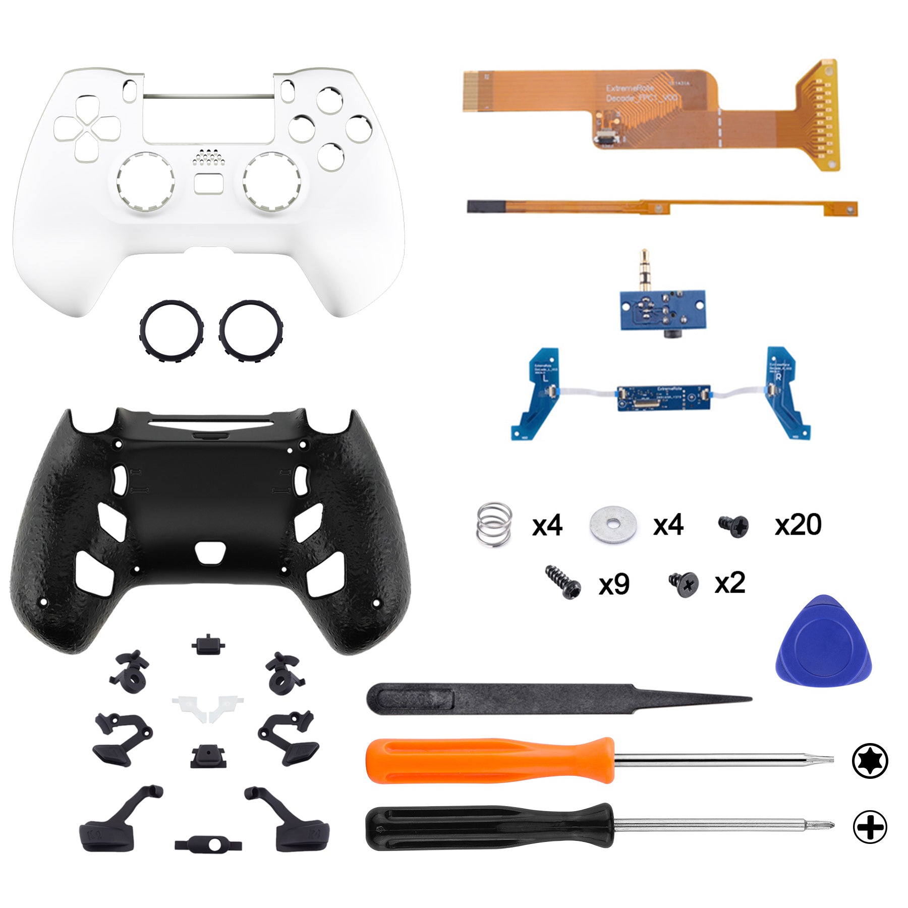 eXtremeRate DECADE Tournament Controller (DTC) Upgrade Kit for PS4  Controller JDM-040/050/055 - White