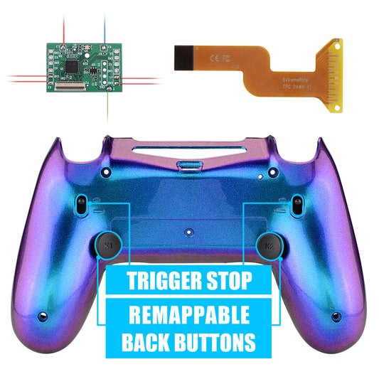 Chameleon Purple Blue Dawn 2.0 FlashShot Trigger Stop Remap Kit for ps4 CUH-ZCT2 Controller, Part & Back Shell & 2 Back Buttons & 2 Trigger Lock for ps4 Controller JDM 040/050/055 - P4QS006 eXtremeRate