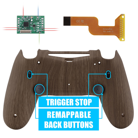 Wood Grain Dawn 2.0 FlashShot Trigger Stop Remap Kit for ps4 CUH-ZCT2 Controller, Part & Back Shell & 2 Back Buttons & 2 Trigger Lock for ps4 Controller JDM 040/050/055 - P4QS011 eXtremeRate