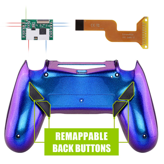 Chameleon Purple Blue Dawn Remappable Remap Kit with Redesigned Back Shell & 4 Back Buttons for ps4 Controller JDM 040/050/055 - P4RM012 eXtremeRate