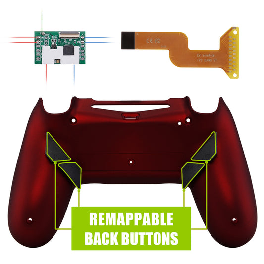 Soft Touch Red Remappable Remap Kit with Redesigned Back Shell & 4 Back Buttons for ps4 Controller JDM 040/050/055 - P4RM014 eXtremeRate