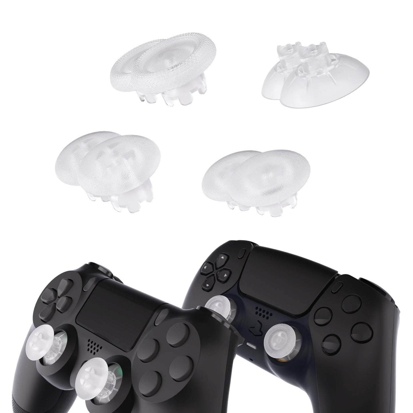 eXtremeRate EDGE Sticks Replacement Interchangeable Thumbsticks for PS5 & PS4 All Model Controllers - Clear