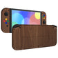 eXtremeRate Retail Wood Grain Soft Touch Full Set Shell for Nintendo Switch OLED, Replacement Console Back Plate & Metal Kickstand, NS Joycon Handheld Controller Housing & Buttons for Nintendo Switch OLED - QNSOS2001