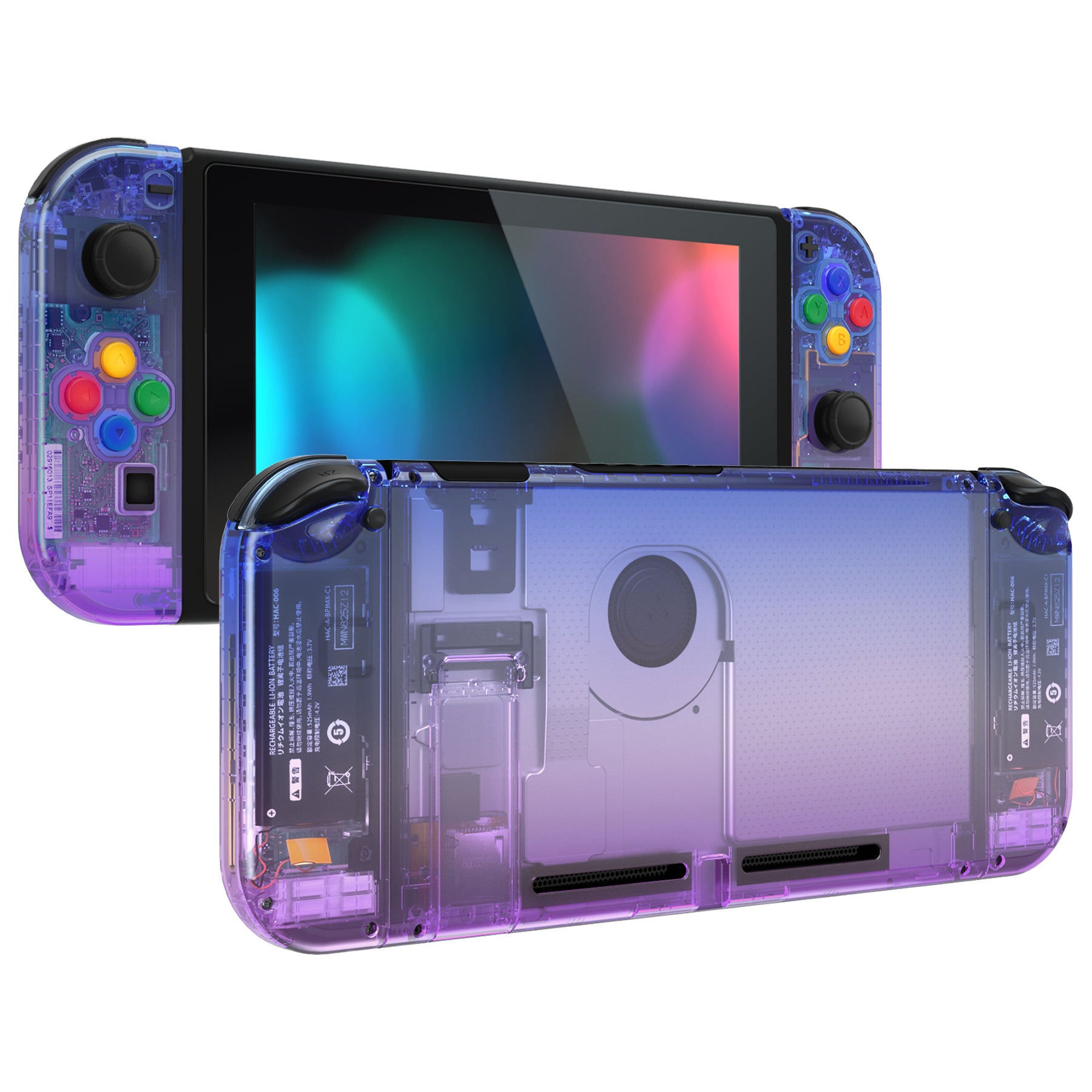 eXtremeRate Retail Gradient Translucent Bluebell Back Plate for NS Switch Console, NS Joycon Handheld Controller Housing with Full Set Buttons, DIY Replacement Shell for Nintendo Switch - QP345