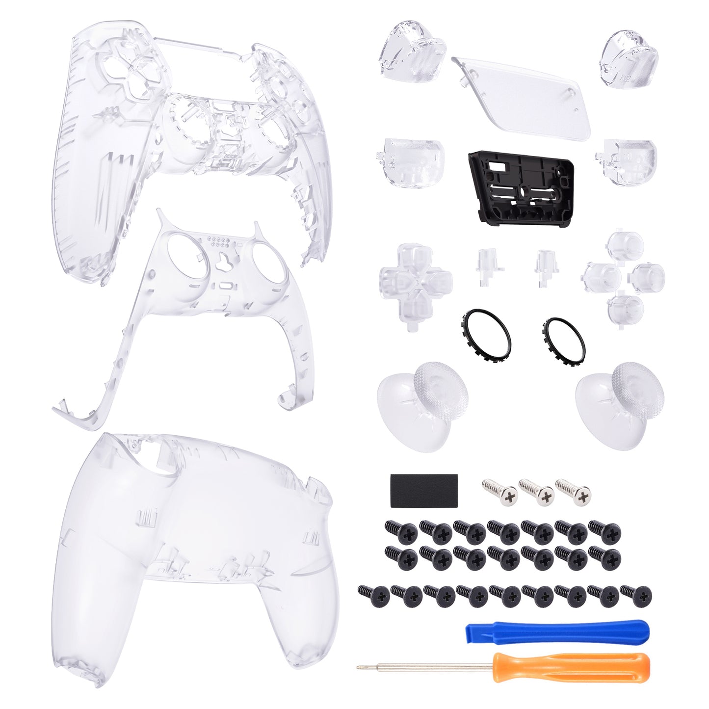 eXtremeRate Replacement Full Set Shells with Buttons Compatible with PS5 Controller BDM-010/020 - Clear eXtremeRate