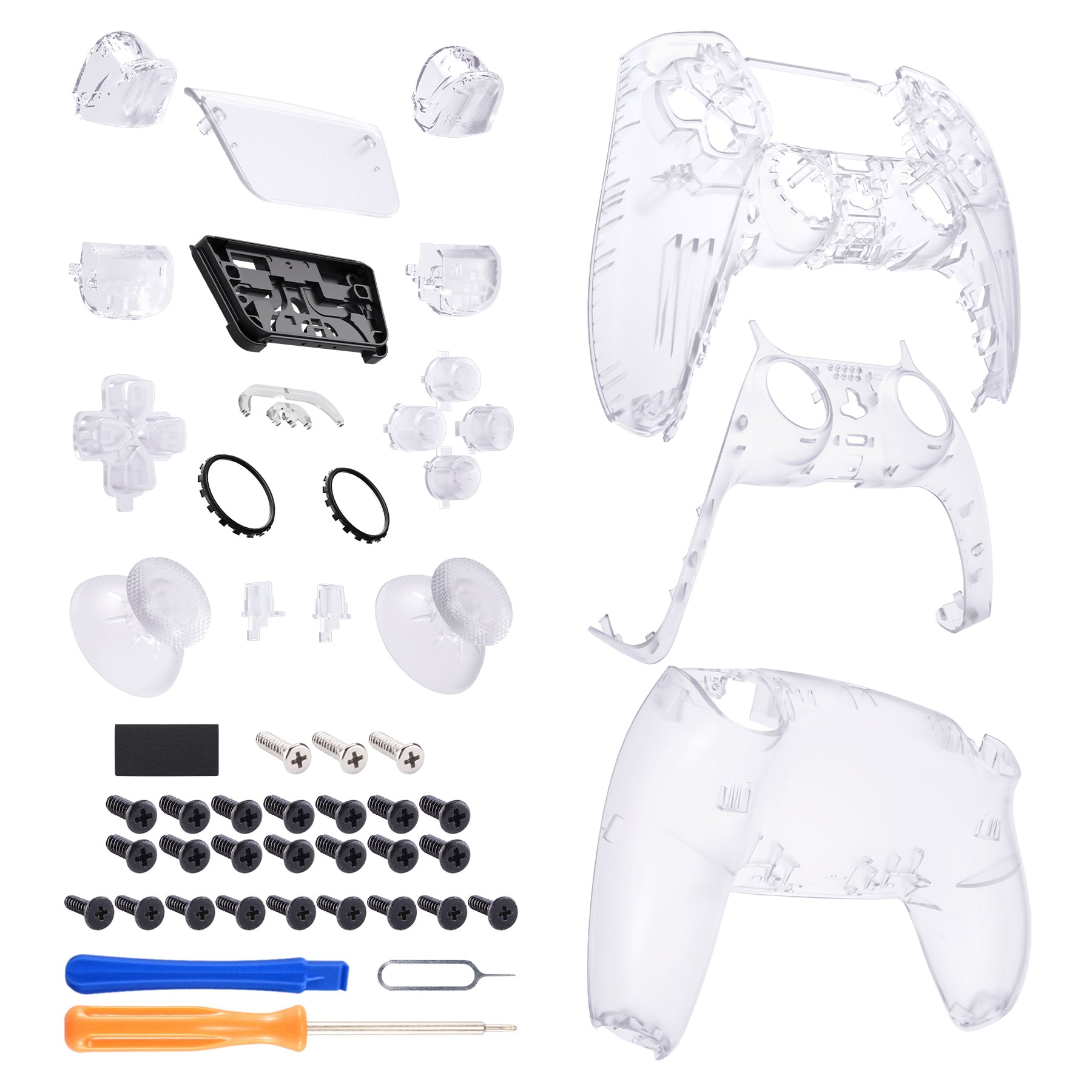 eXtremeRate Full Set Housing Shell with Buttons Touchpad Cover, Clear ...