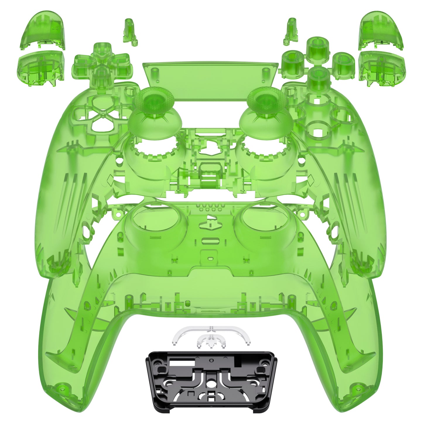 eXtremeRate Replacement Full Set Shells with Buttons Compatible with PS5 Controller BDM-030/040 - Clear Green