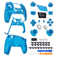 eXtremeRate Replacement Full Set Shells with Buttons Compatible with PS5 Controller BDM-010/020 - Clear Blue eXtremeRate