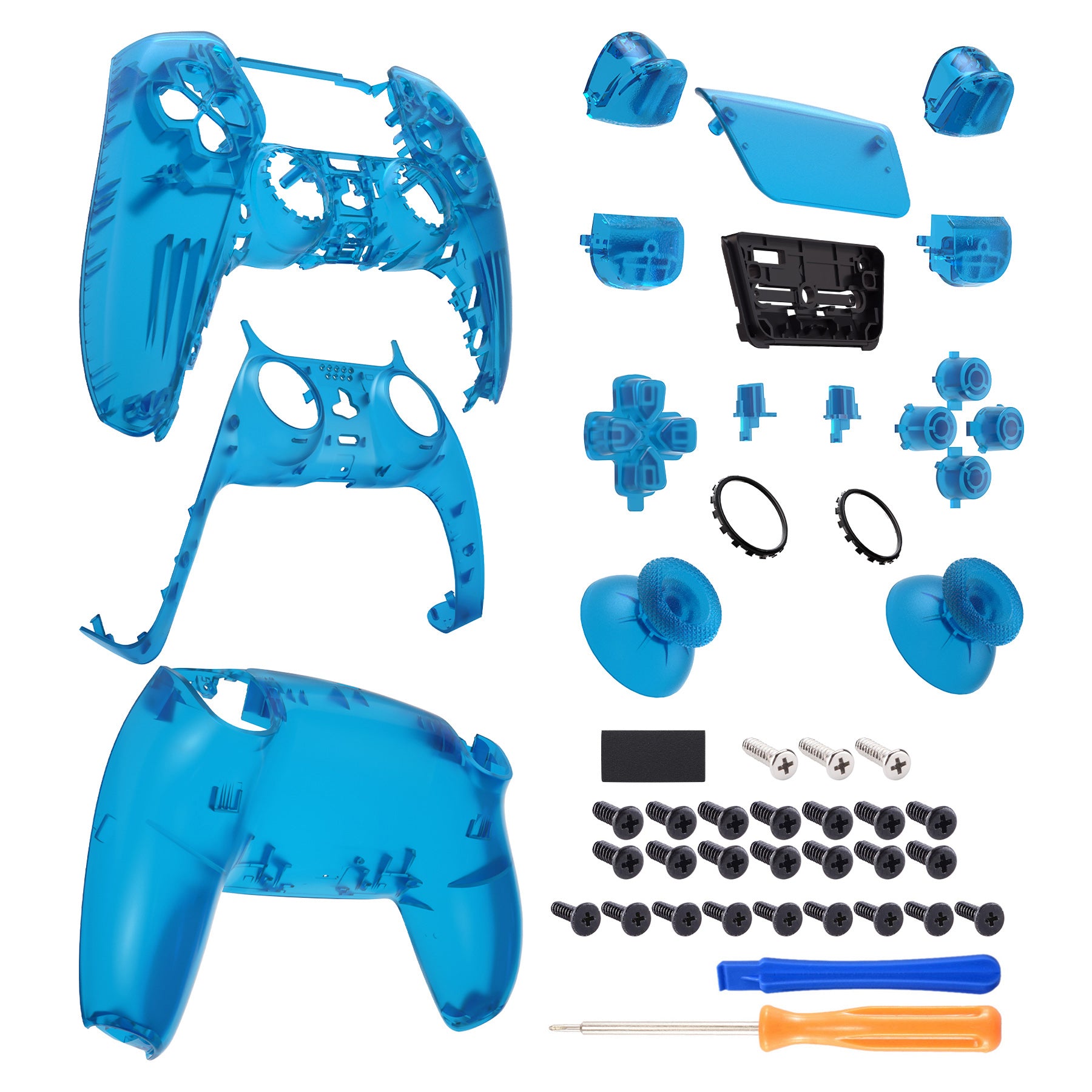 eXtremeRate Replacement Full Set Shells with Buttons Compatible with PS5 Controller BDM-010/020 - Clear Blue eXtremeRate