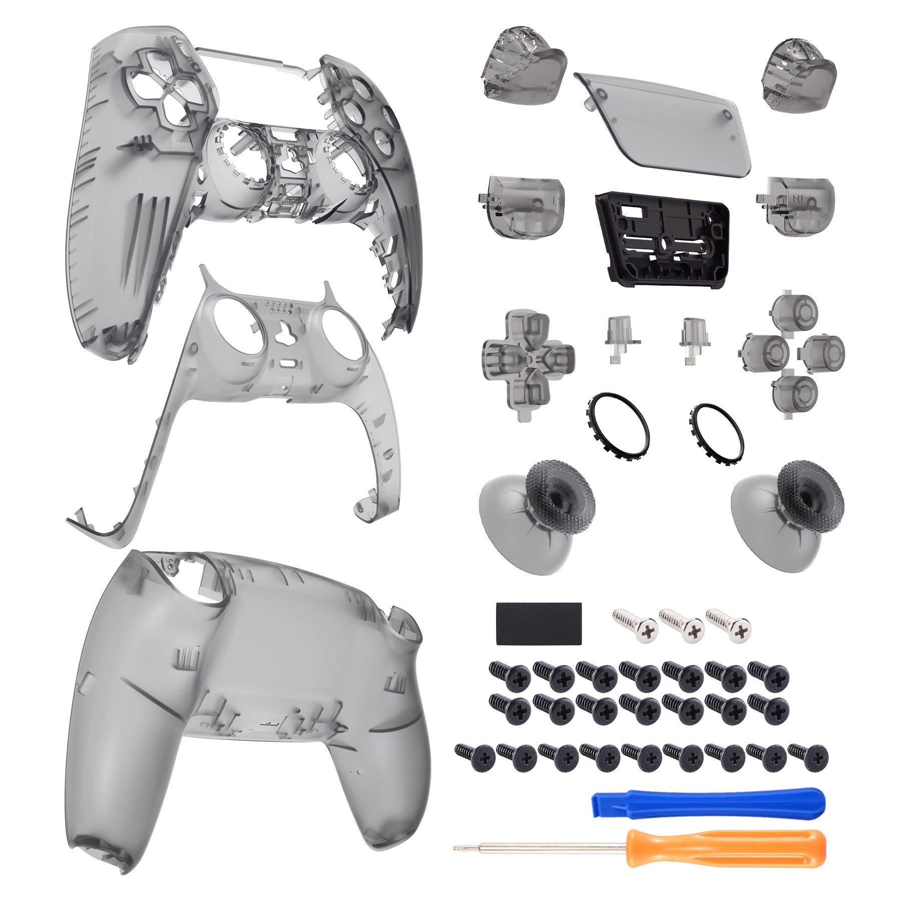 eXtremeRate Full Set Housing Shell with Buttons Touchpad Cover, Clear ...