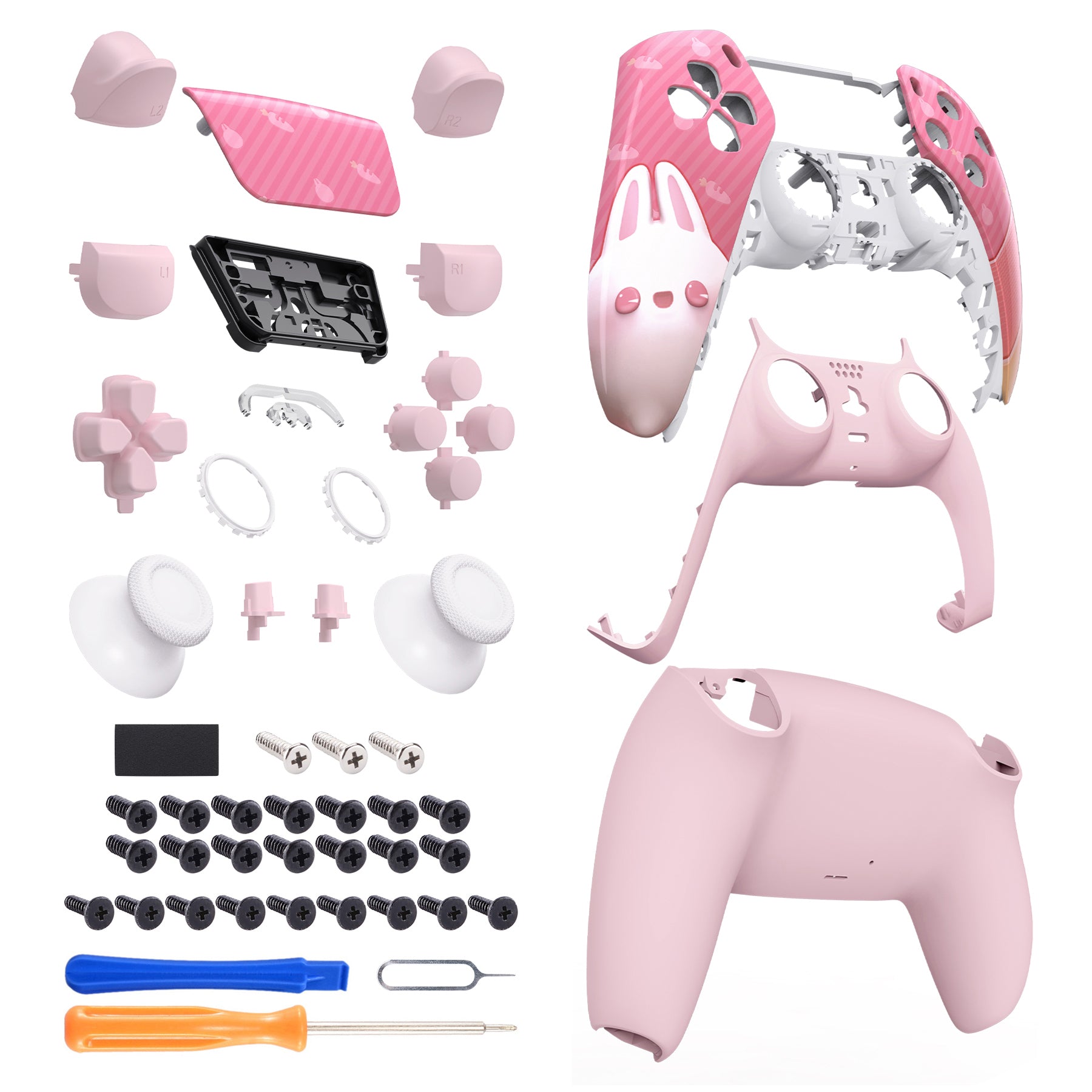 eXtremeRate Replacement Full Set Shells with Buttons Compatible with PS5 Controller BDM-030/040 - Easter Rabbit eXtremeRate