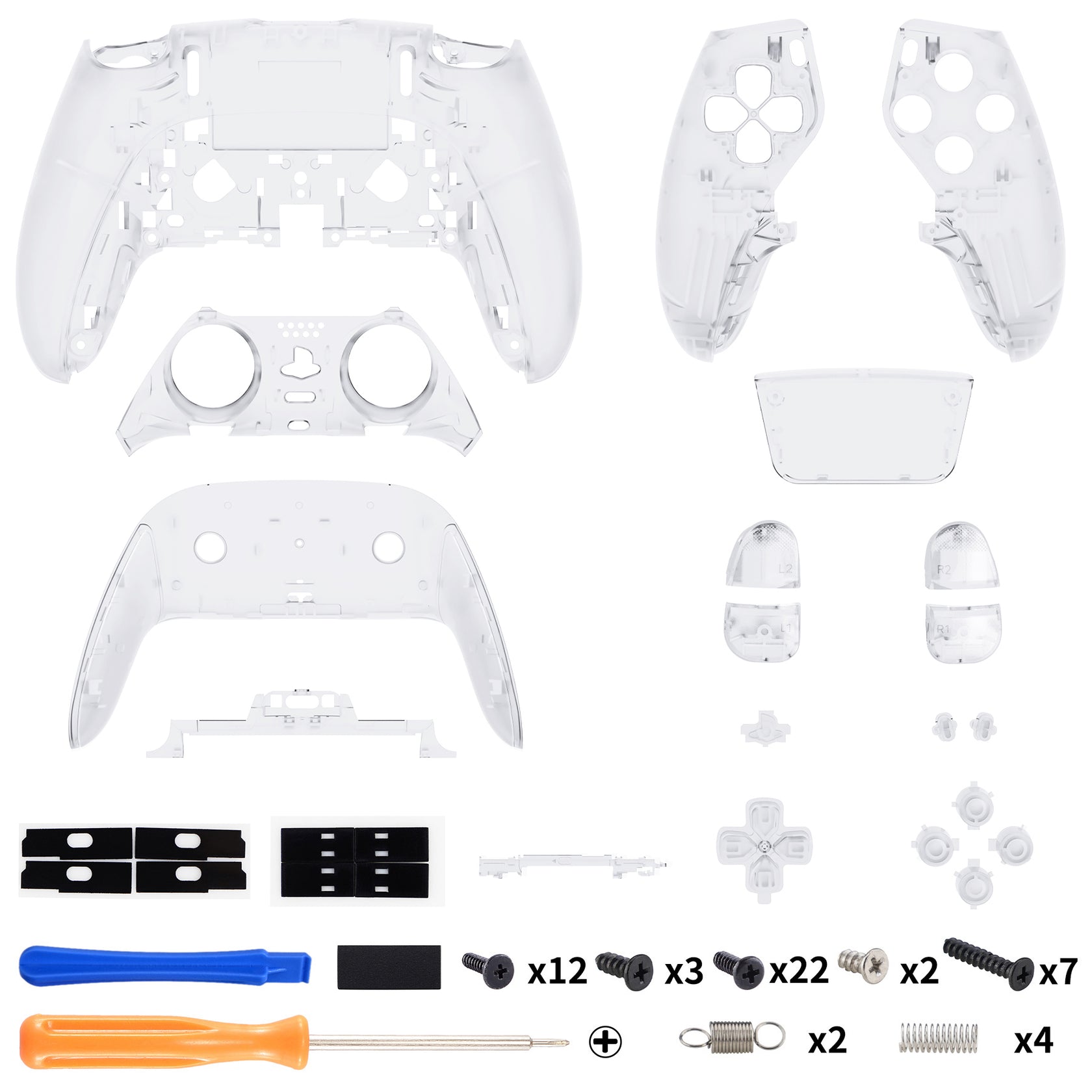 eXtremeRate Clear Full Set Housing Shell with Buttons Touchpad Cover ...