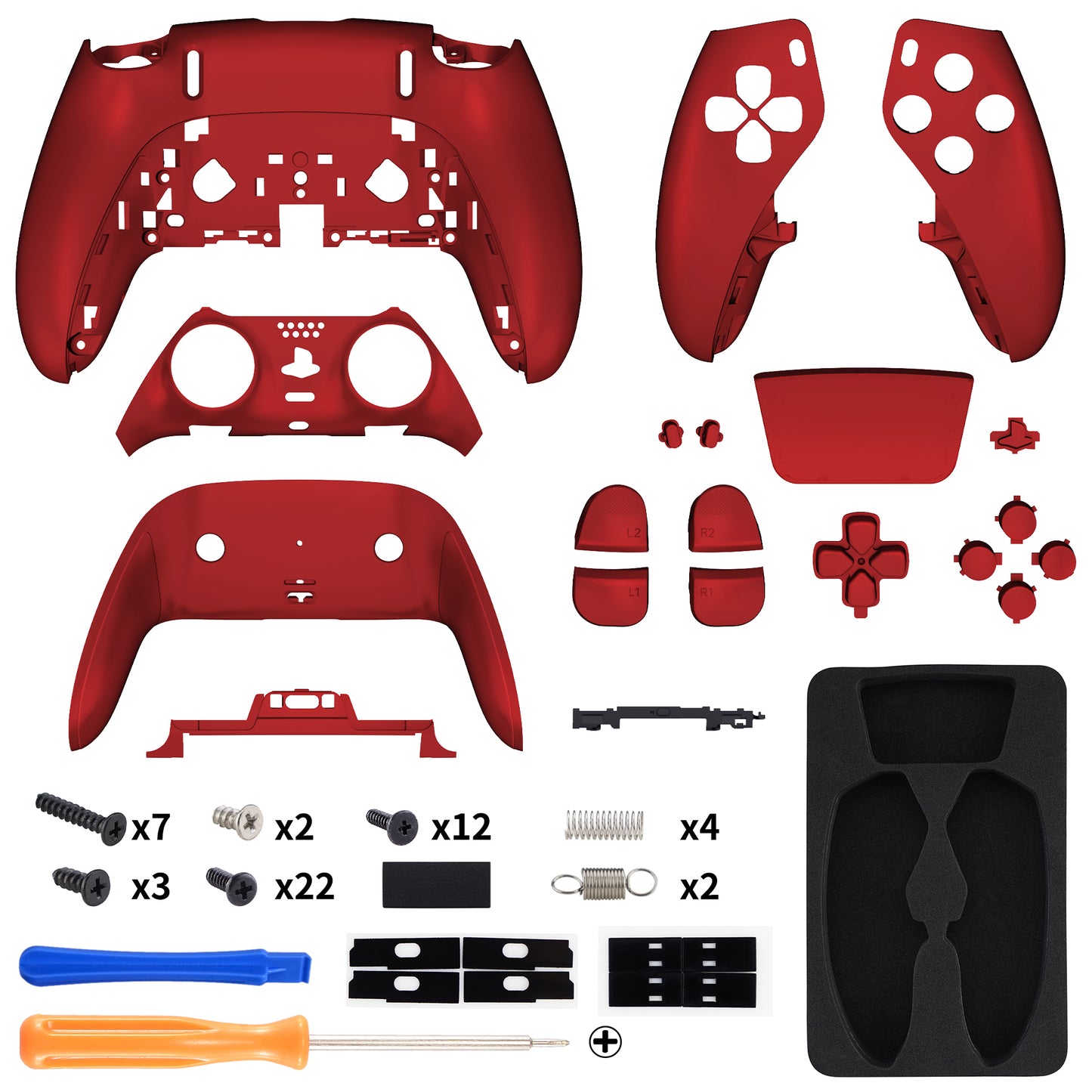 eXtremeRate Replacement Full Set Shells with Buttons Compatible with PS5 Edge Controller - Scarlet Red