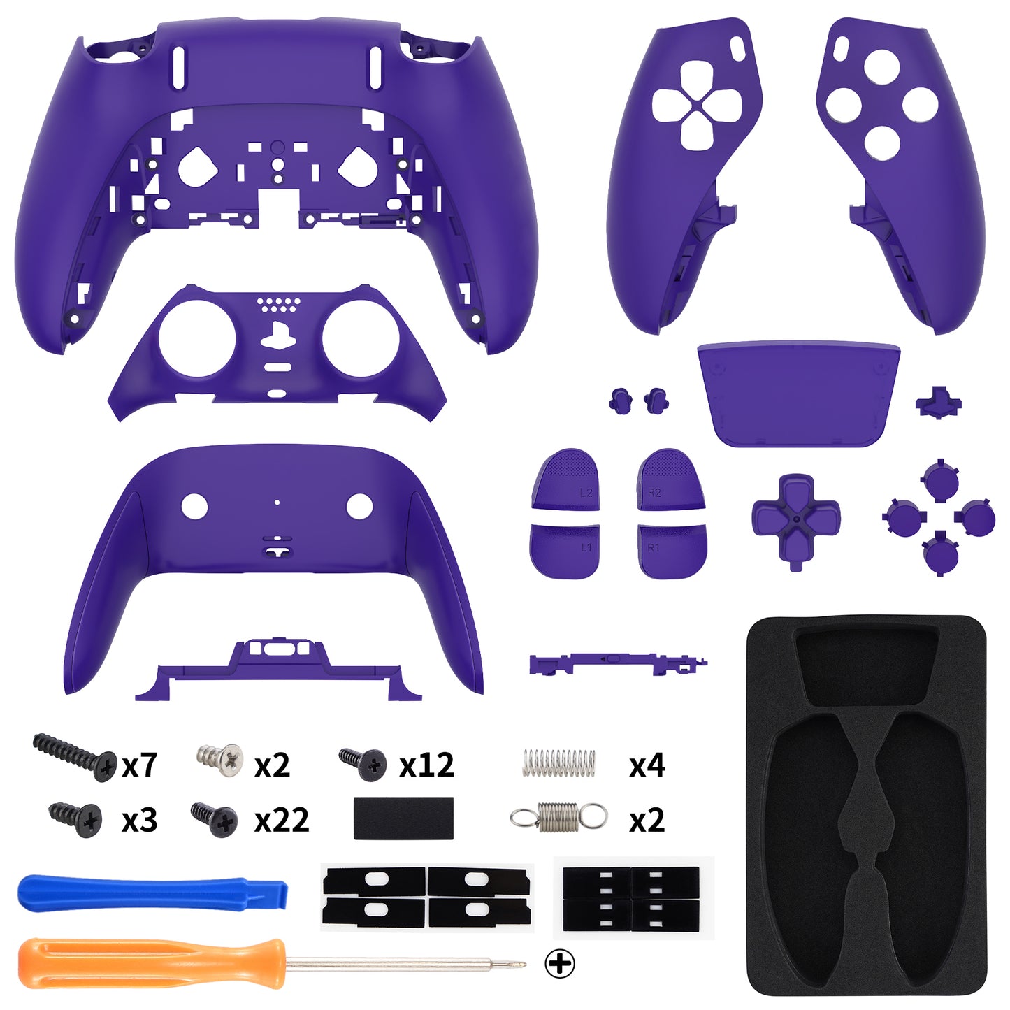 eXtremeRate Replacement Full Set Shells with Buttons Compatible with PS5 Edge Controller - Purple