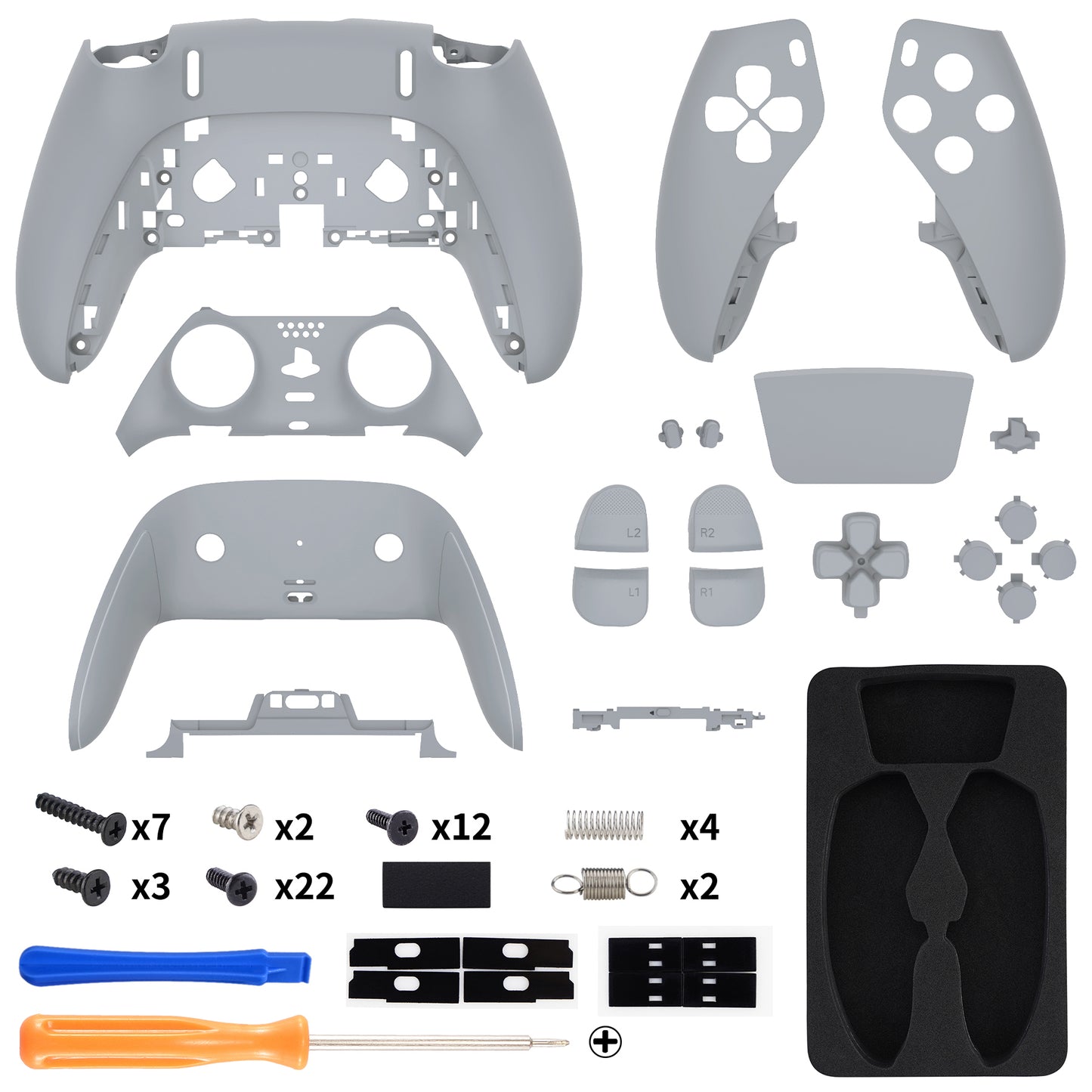 eXtremeRate Replacement Full Set Shells with Buttons Compatible with PS5 Edge Controller - New Hope Gray