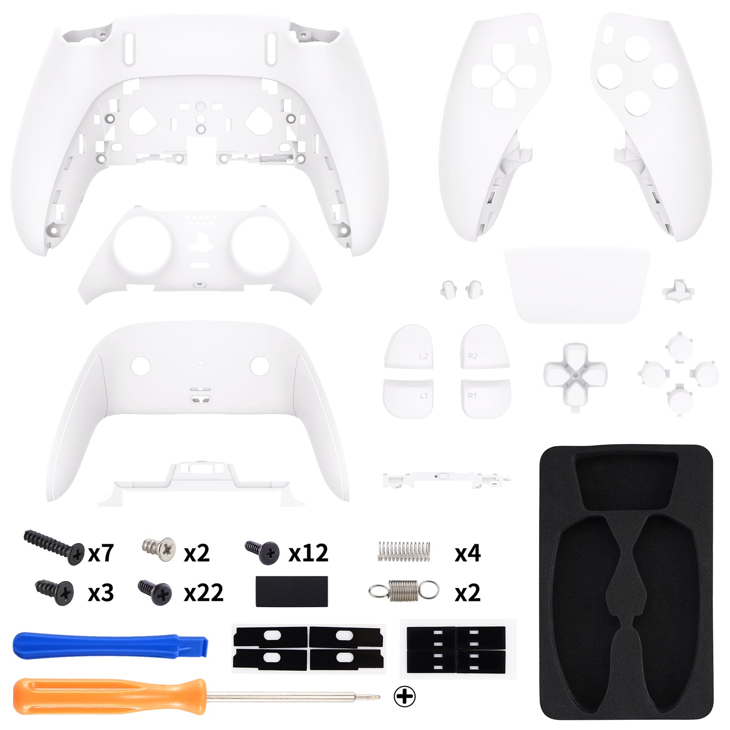 eXtremeRate Replacement Full Set Shells with Buttons Compatible with PS5 Edge Controller - White