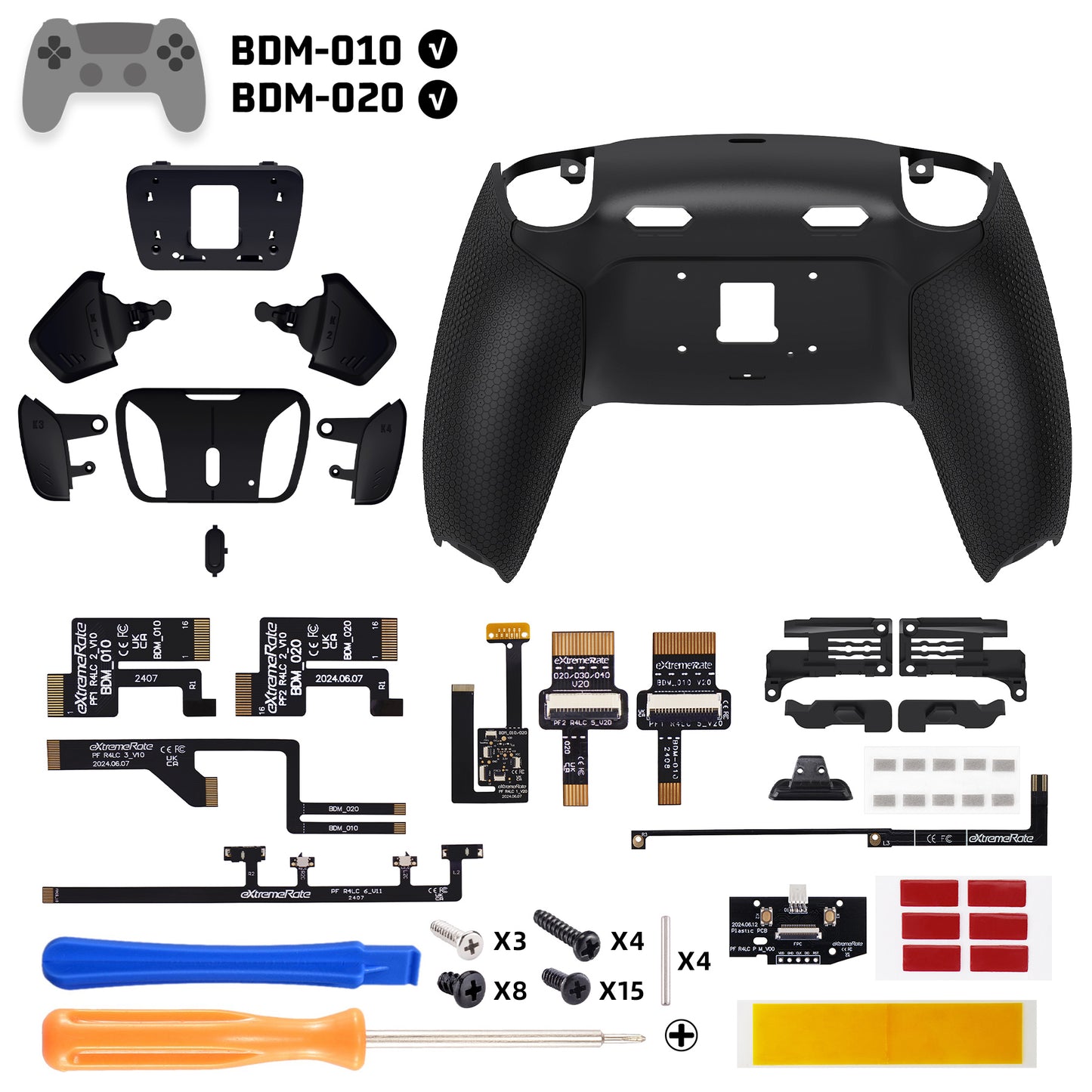 eXtremeRate RISE4 Plus MAX Back Paddles Kit with Clicky Trigger Stops & Rubberized Grip for PS5 Controller BDM-010/020 - Rubberized Black