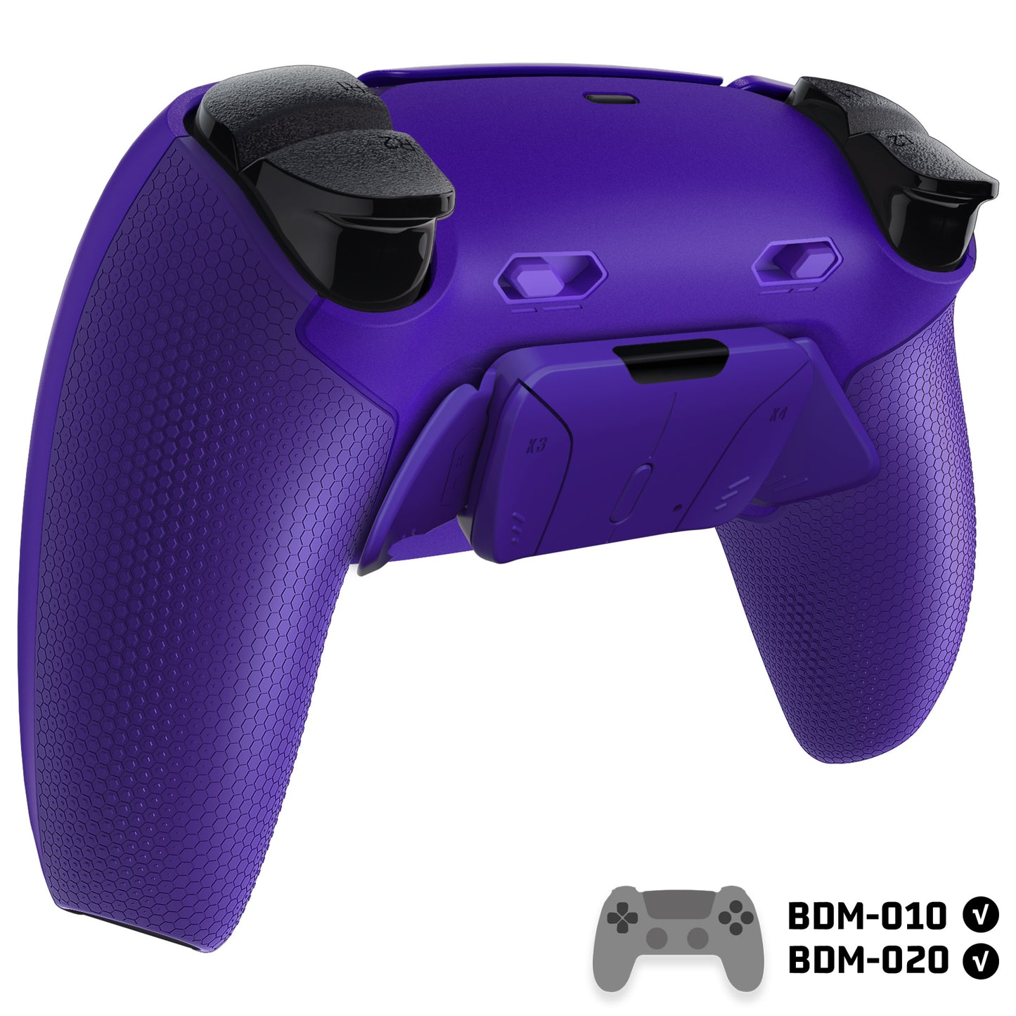 eXtremeRate RISE4 Plus MAX Back Paddles Kit with Clicky Trigger Stops & Rubberized Grip for PS5 Controller BDM-010/020 - Rubberized Galactic Purple