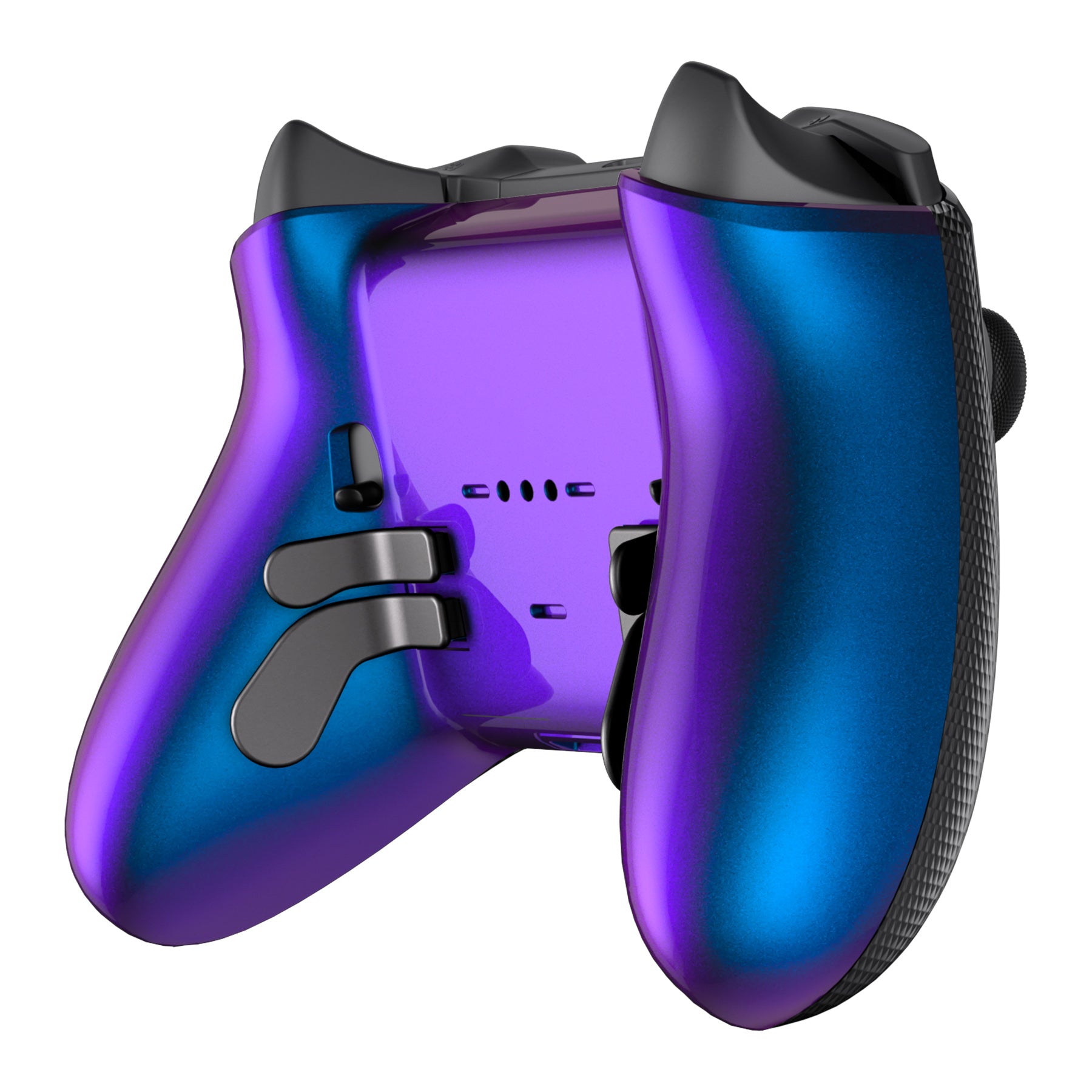 Purple and online blue xbox controller