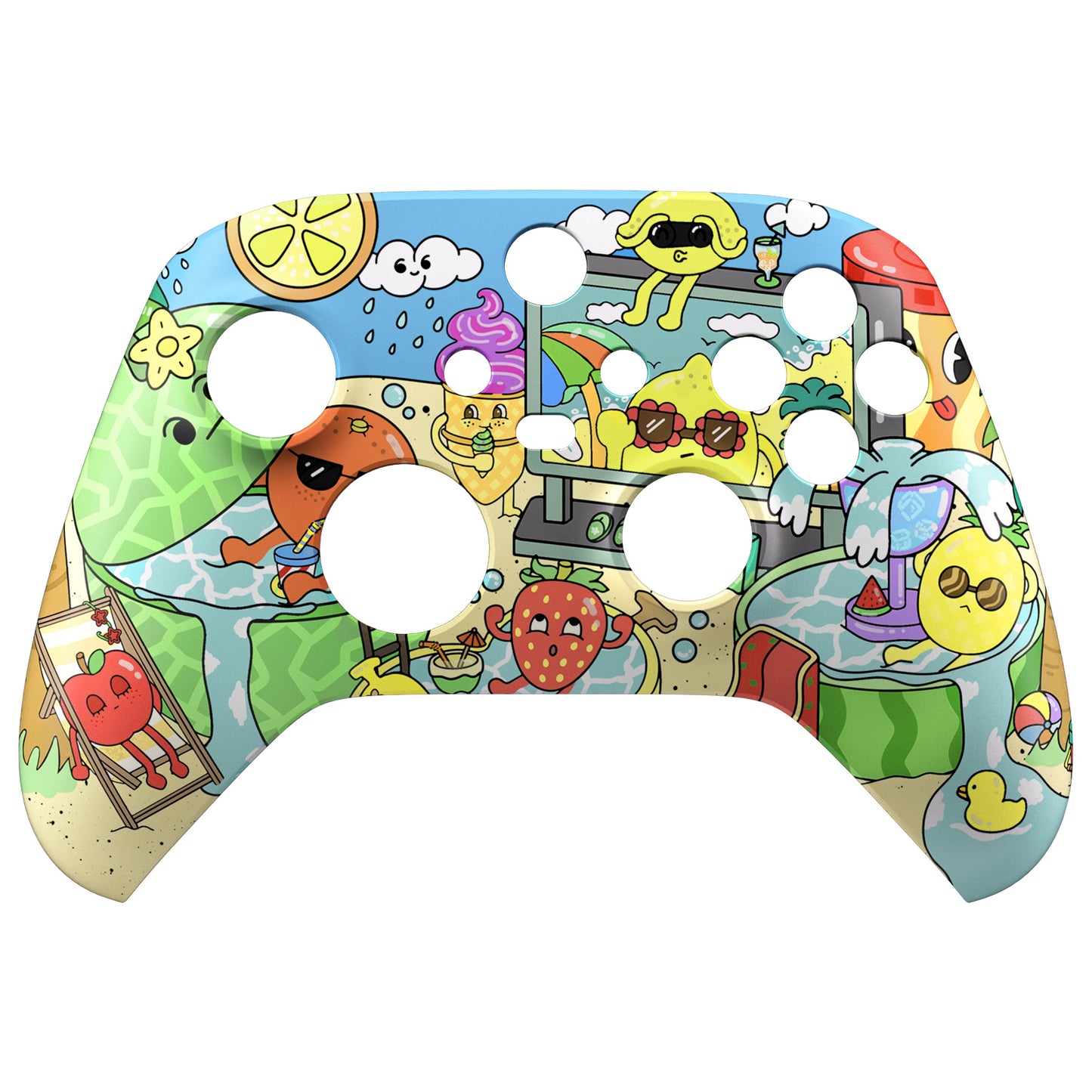 eXtremeRate Retail Fruity Party Replacement Part Faceplate, Soft Touch Grip Housing Shell Case for Xbox Series S & Xbox Series X Controller Accessories - Controller NOT Included - FX3R010