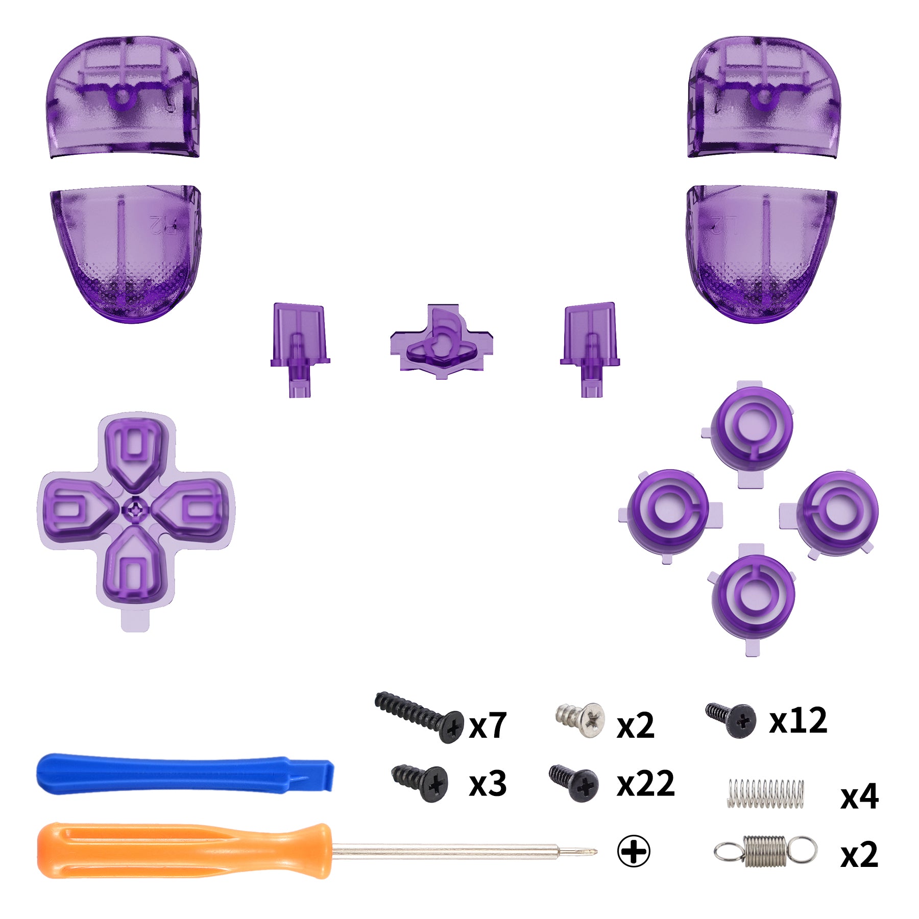 Replacement Full Set Buttons Compatible with PS5 Edge Controller - Clear Atomic Purple eXtremeRate