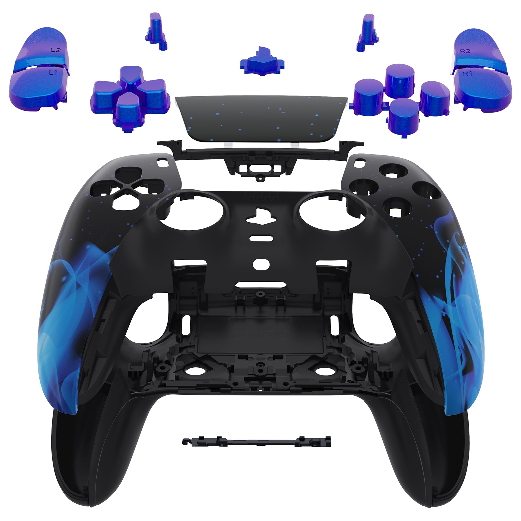 eXtremeRate Replacement Full Set Shells with Buttons Compatible with PS5  Edge Controller - Blue Flame