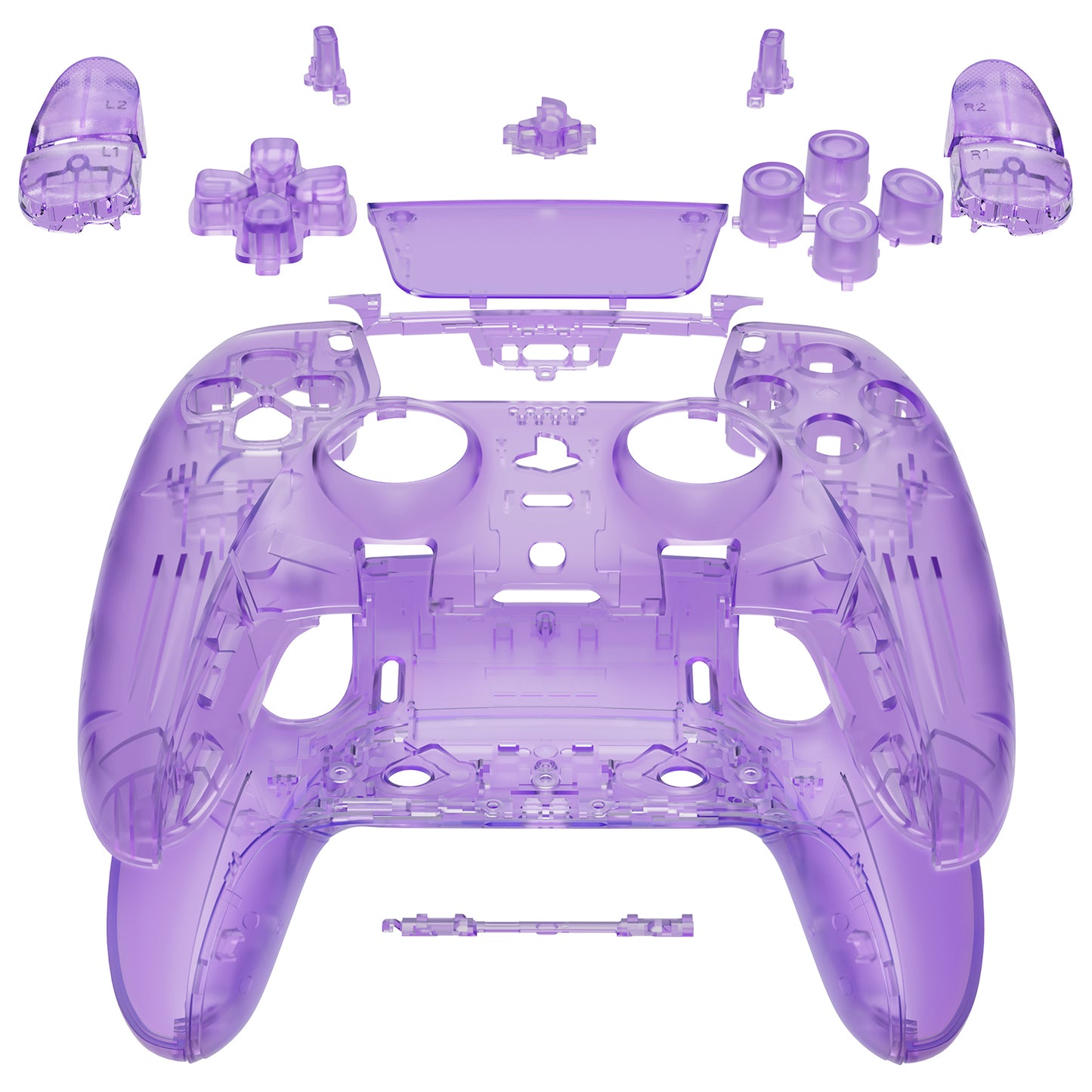 Replacement Full Set Shells with Buttons Compatible with PS5 Edge Controller - Clear Atomic Purple eXtremeRate