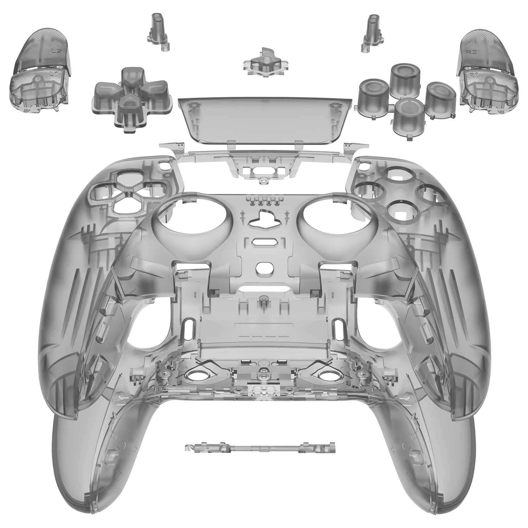 eXtremeRate Clear Black Full Set Housing Shell with Buttons Touchpad ...