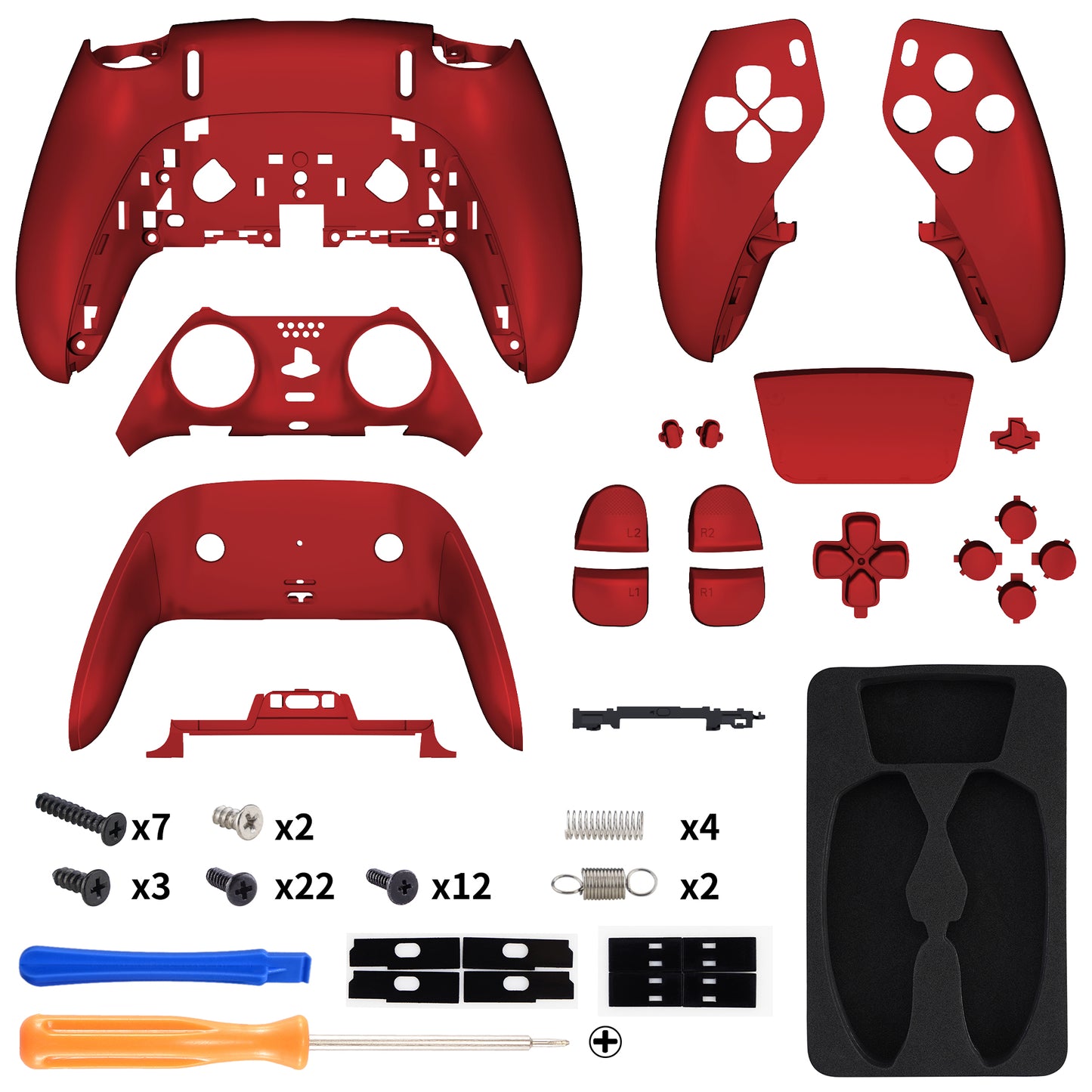 Replacement Full Set Shells with Buttons Compatible with PS5 Edge Controller - Scarlet Red eXtremeRate