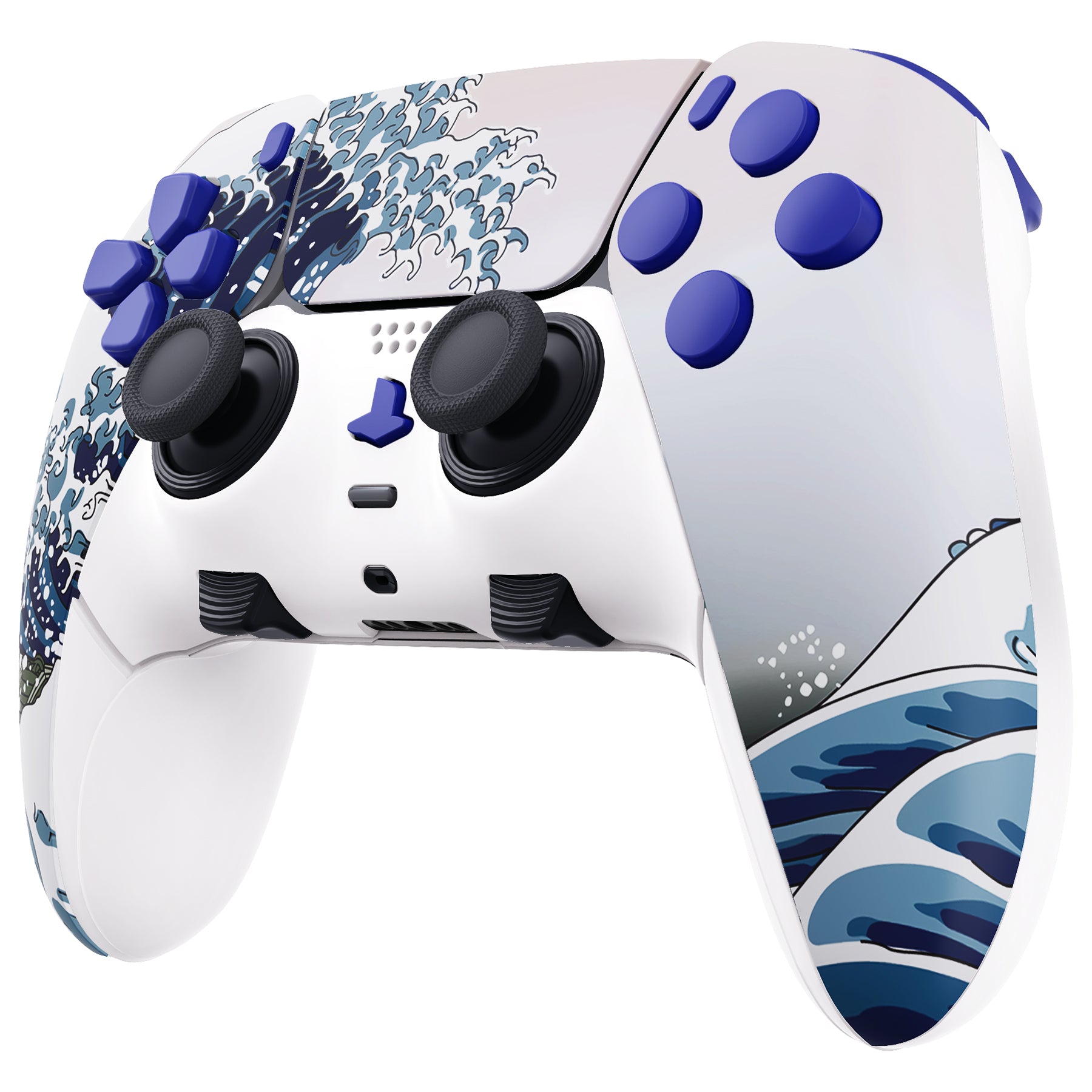 eXtremeRate The Great Wave Full Set Housing Shell with Buttons Touchpad  Cover Compatible with ps5 Edge Controller, Custom Replacement Decorative  Trim