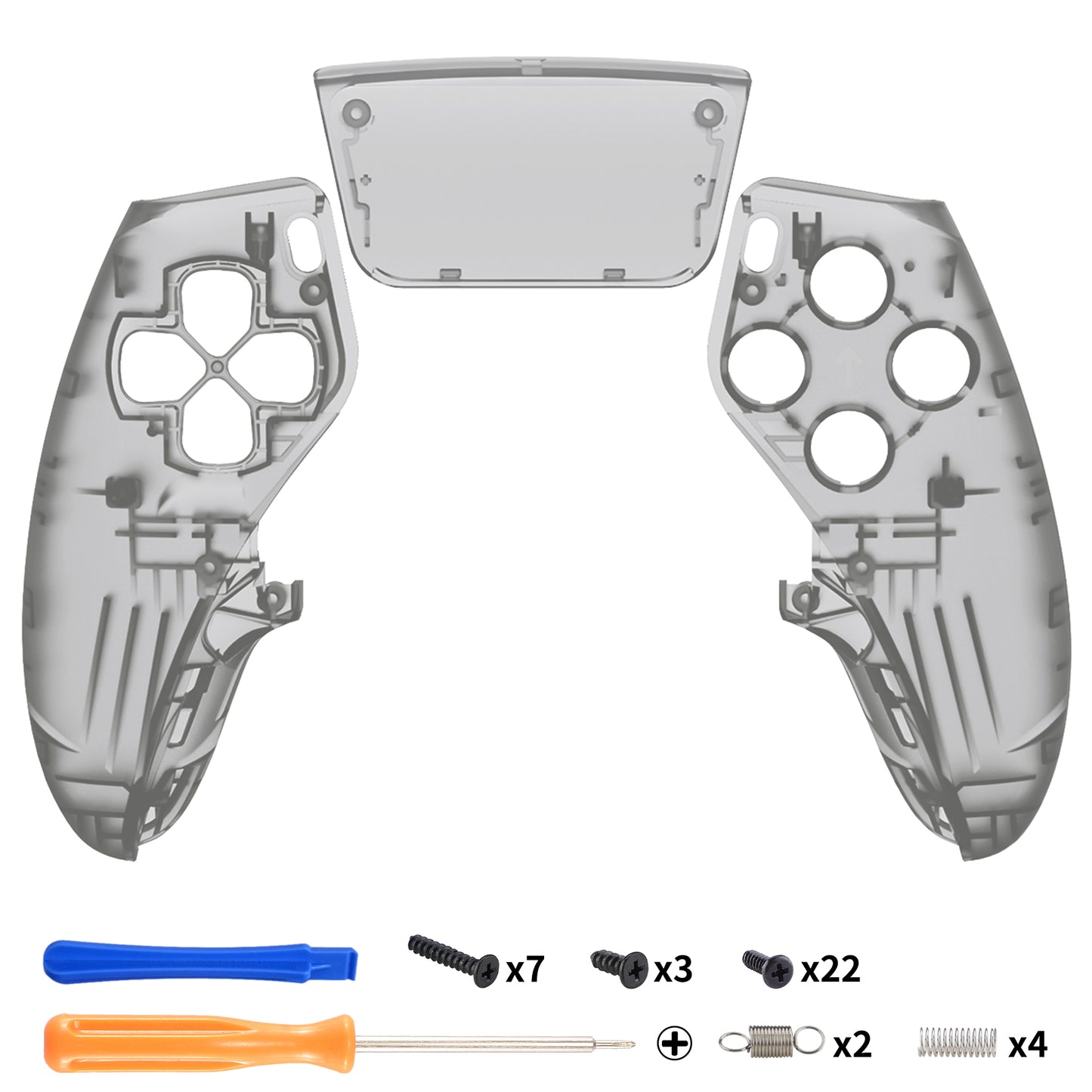 Replacement Left Right Front Housing Shell with Touchpad Compatible with PS5 Edge Controller - Clear Black eXtremeRate