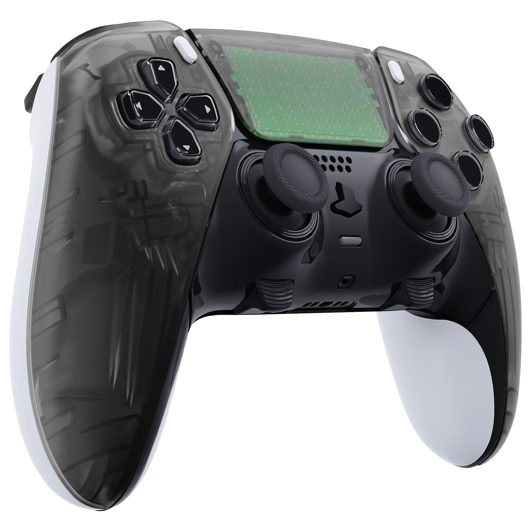 Replacement Left Right Front Housing Shell with Touchpad Compatible with PS5 Edge Controller - Clear Black eXtremeRate