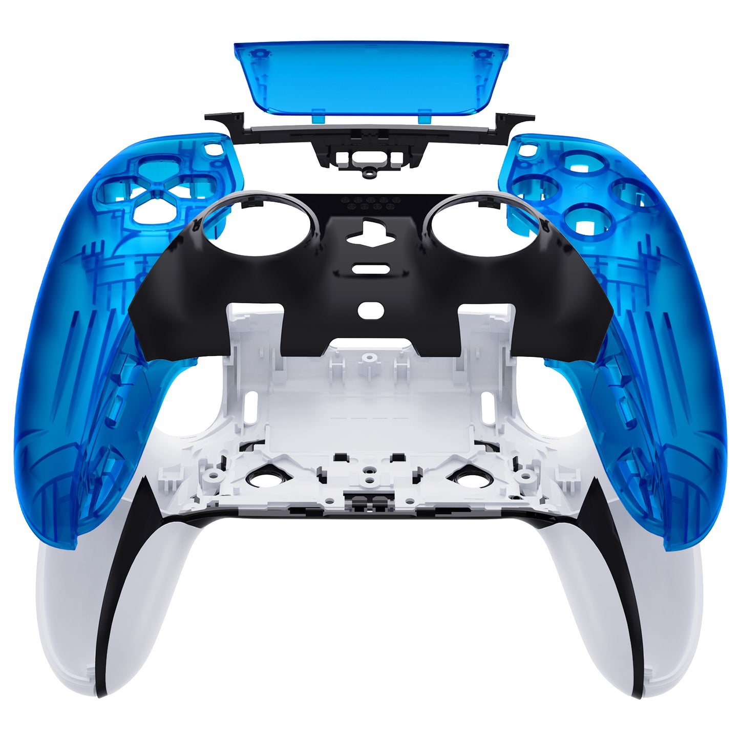 Replacement Left Right Front Housing Shell with Touchpad Compatible with PS5 Edge Controller - Clear Blue eXtremeRate