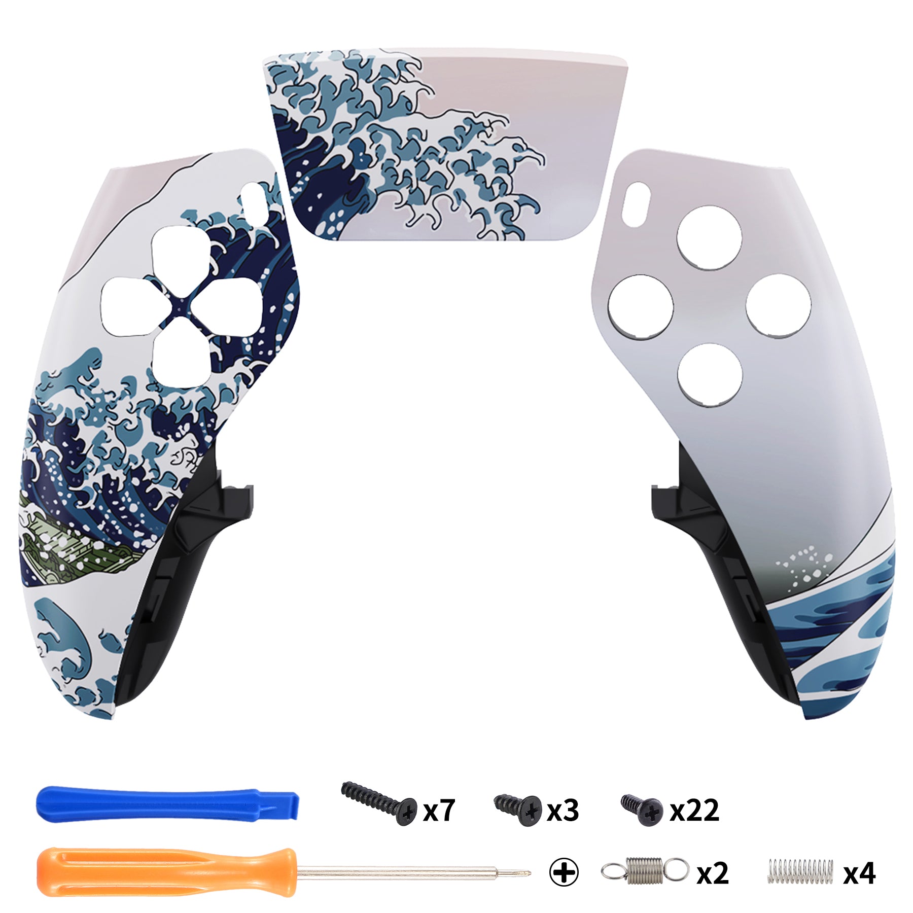 eXtremeRate The Great Wave Left Right Front Housing Shell with Touchpad ...