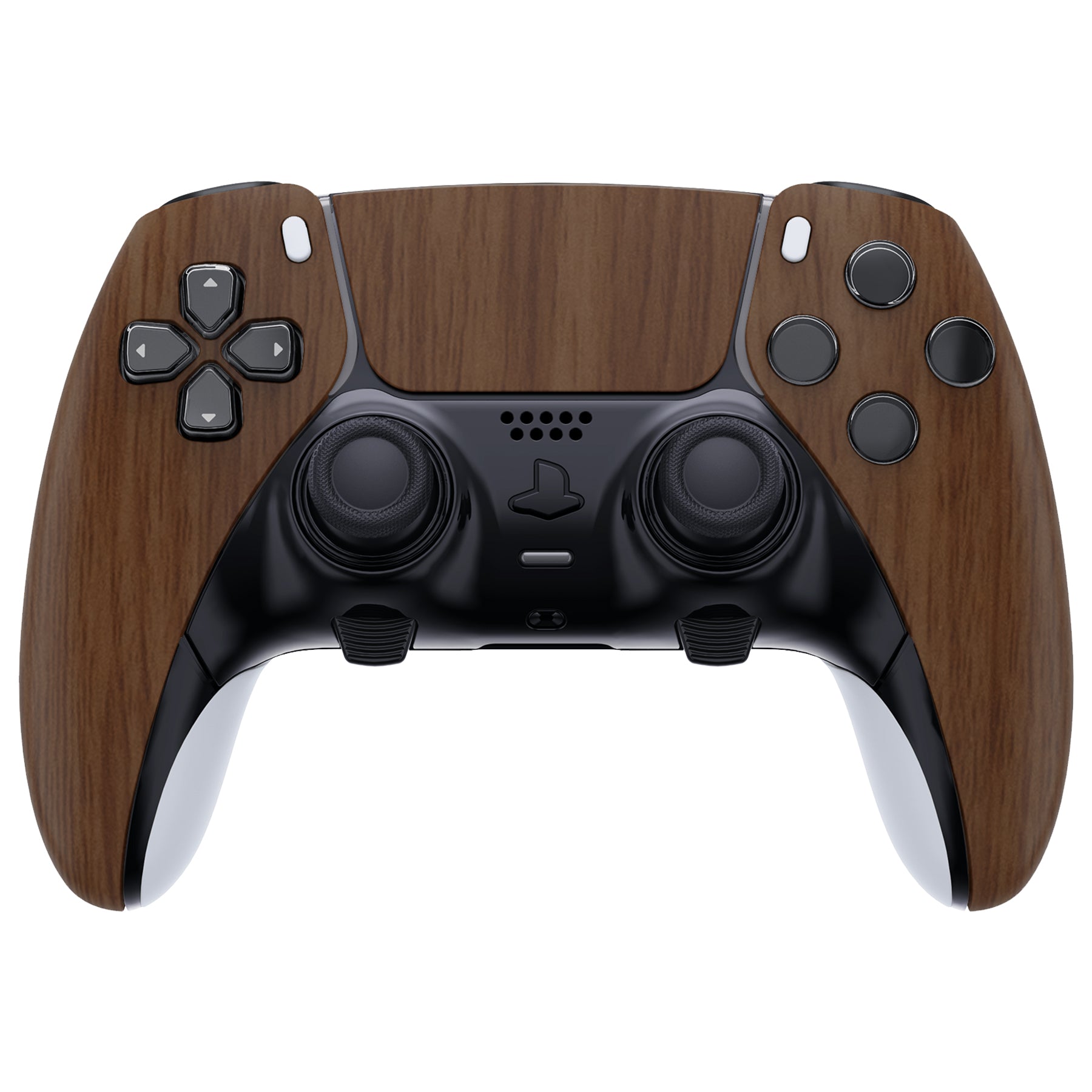 eXtremeRate Replacement Left Right Front Housing Shell with Touchpad  Compatible with PS5 Edge Controller - Wood Grain