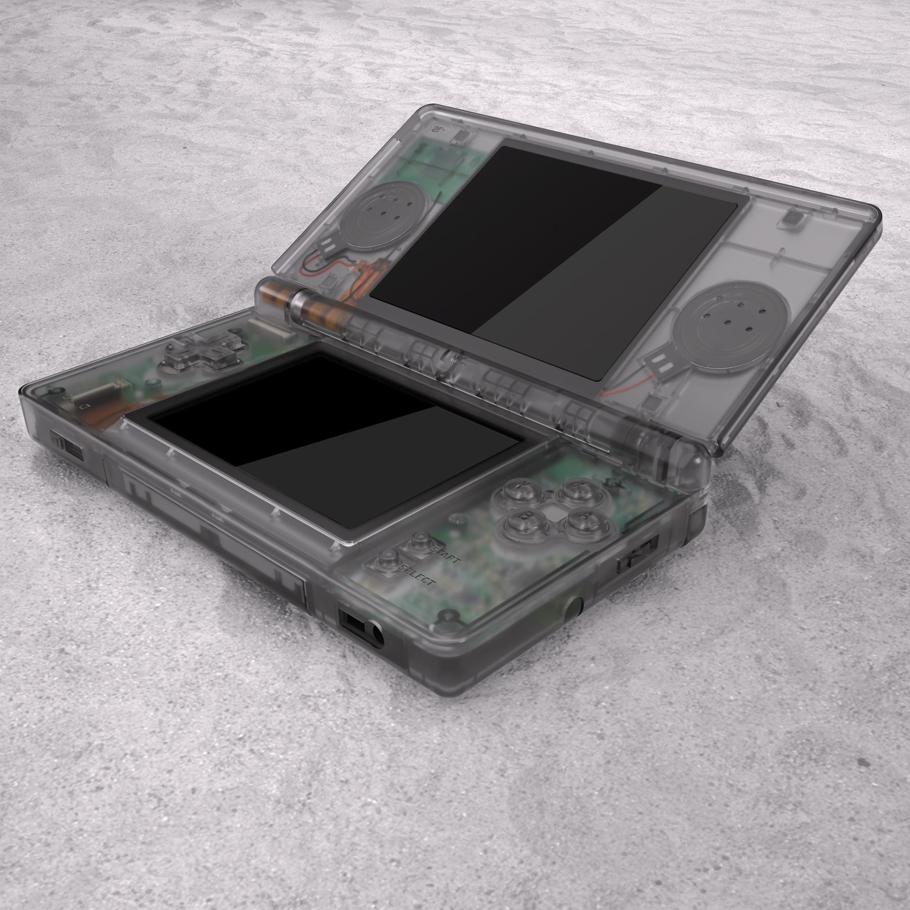 Nintendo DS Lite用のボタンとスクリーンレンズ付き交換用フルハウジングシェル - クリアブラック