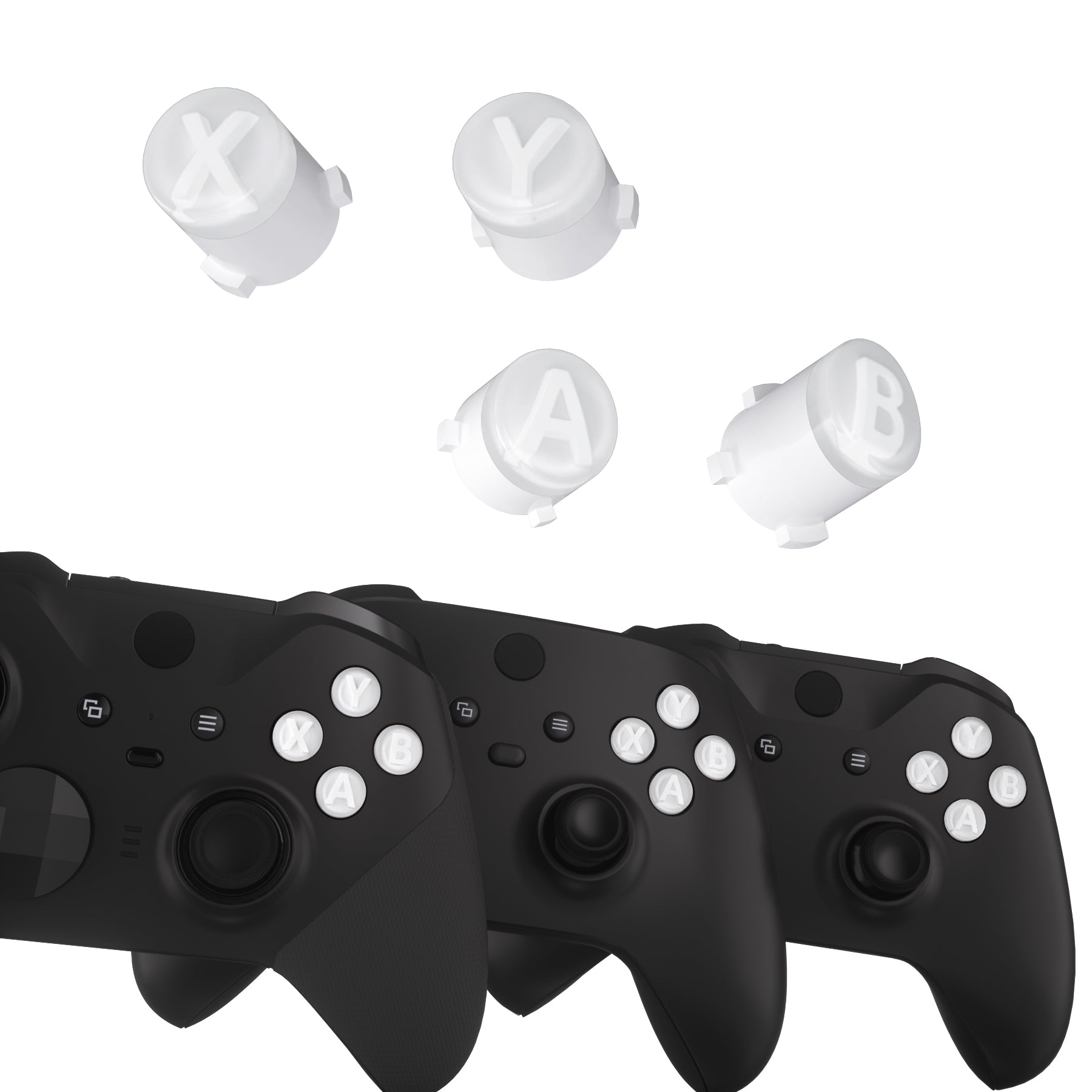 eXtremeRate Retail Three-Tone Robot White & Clear ABXY Action Buttons with Classic Symbols for Xbox Series X & S Controller & Xbox One S/X & Xbox One Elite V1/V2 Controller - JDX3M017