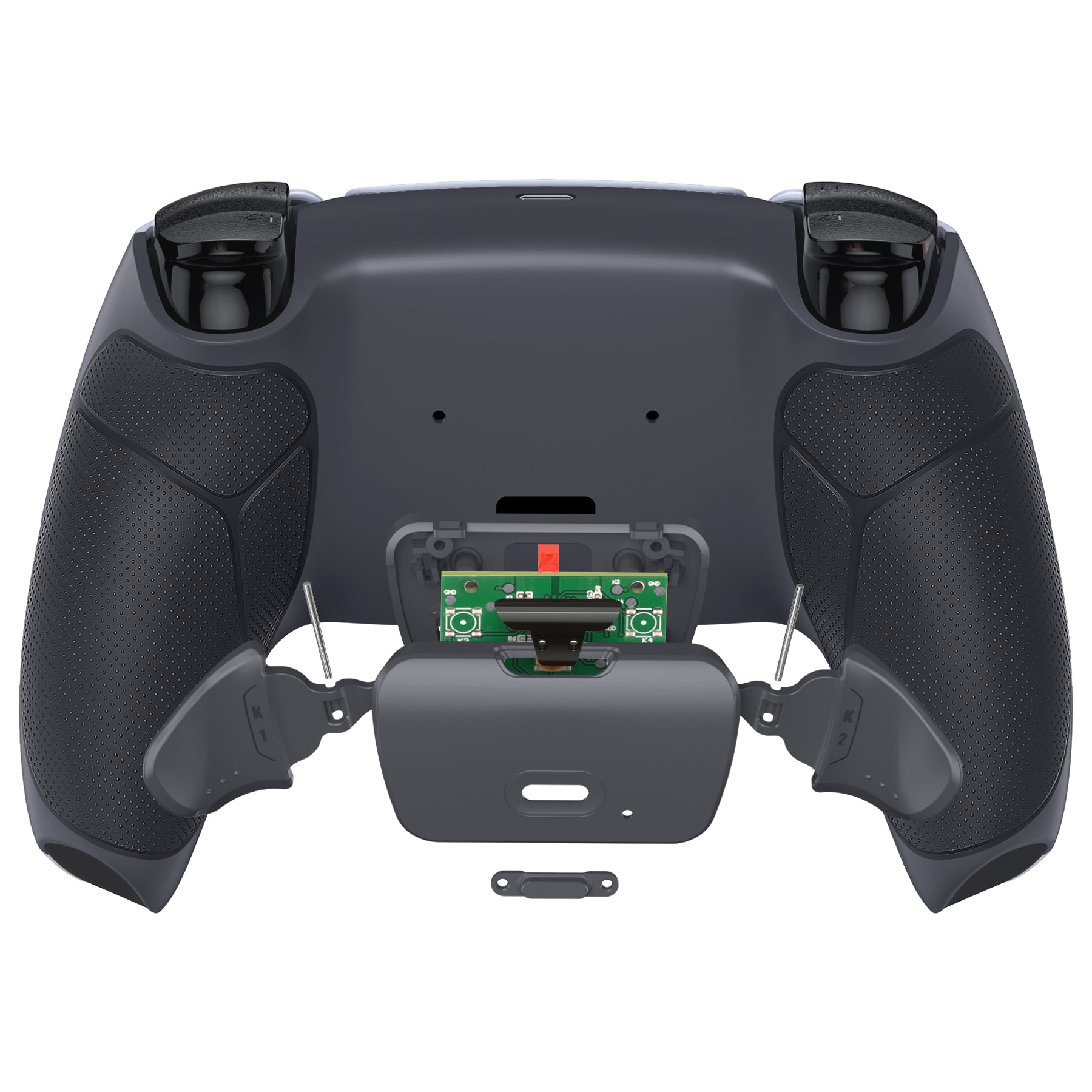 eXtremeRate Retail Rubberized Dark Gray Grip Remappable RISE Remap Kit for PS5 Controller BDM-030, Upgrade Board & Redesigned Classic Gray Back Shell & Back Buttons for PS5 Controller - Controller NOT Included - XPFU6013G3