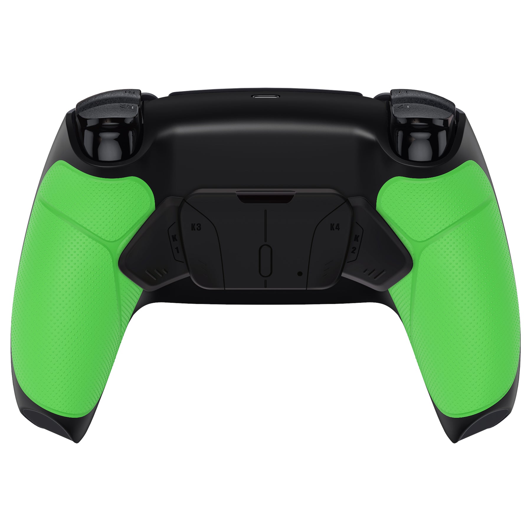 eXtremeRate Retail eXtremeRate Rubberized Green Grip Remappable RISE 4.0 Remap Kit for ps5 Controller BDM-030, Upgrade Board & Redesigned Black Back Shell & 4 Back Buttons for ps5 Controller - Controller NOT Included - YPFU6004G3