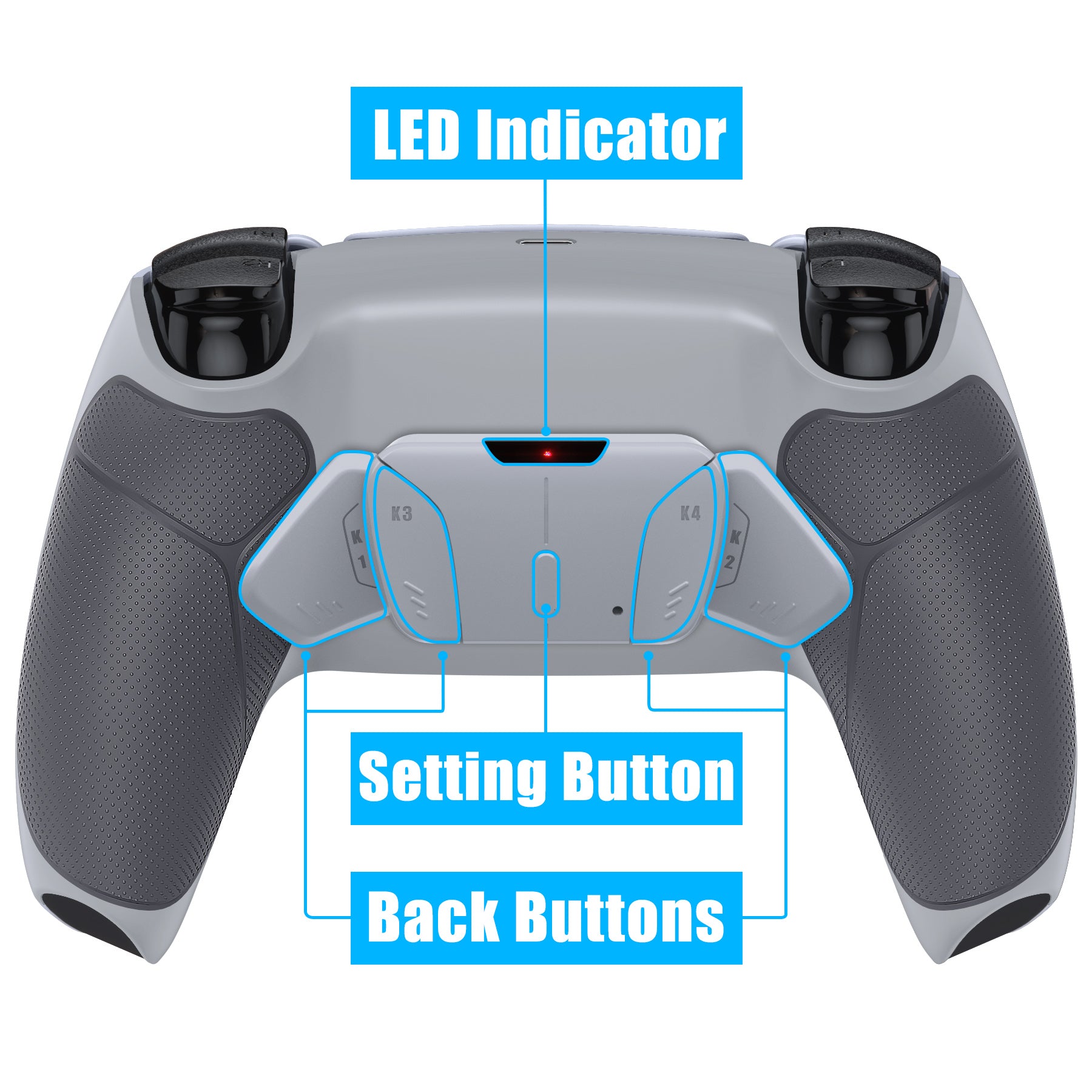 eXtremeRate Retail Classic Gray Rubberized Grip Remappable RISE4 Remap Kit for PS5 Controller BDM-010 & BDM-020, Upgrade Board & Redesigned New Hope Gray Back Shell & 4 Back Buttons for PS5 Controller - Controller NOT Included - YPFU6012